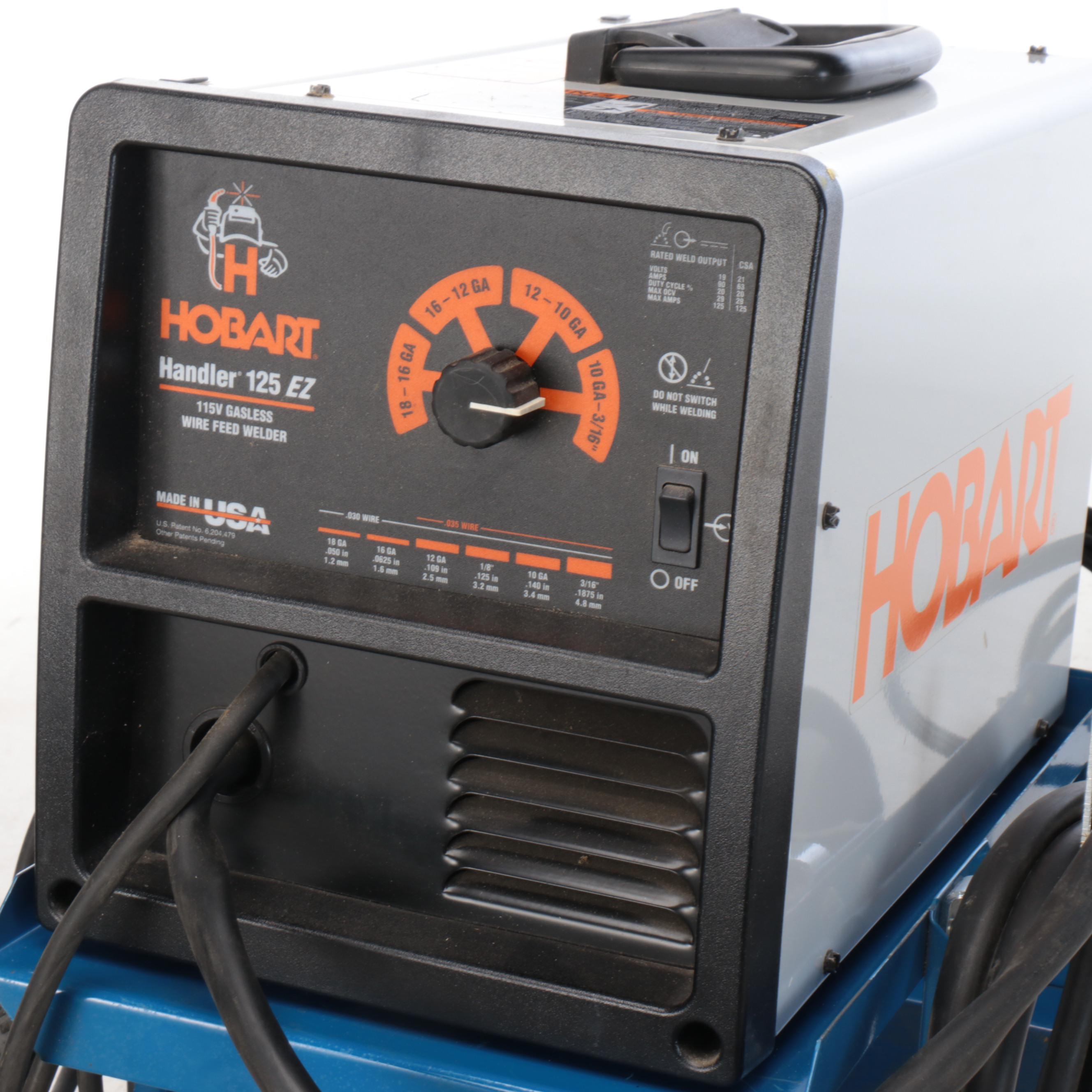 Hobart Handler 125 EZ 115V Gasless Wire Feed Welder on Welding Cart