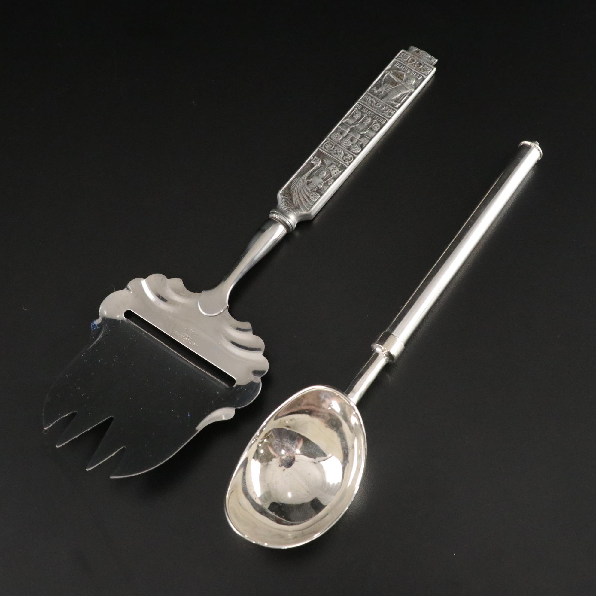 Animal Motif Cheese Planes and Knives with Silver Plate Dish and More