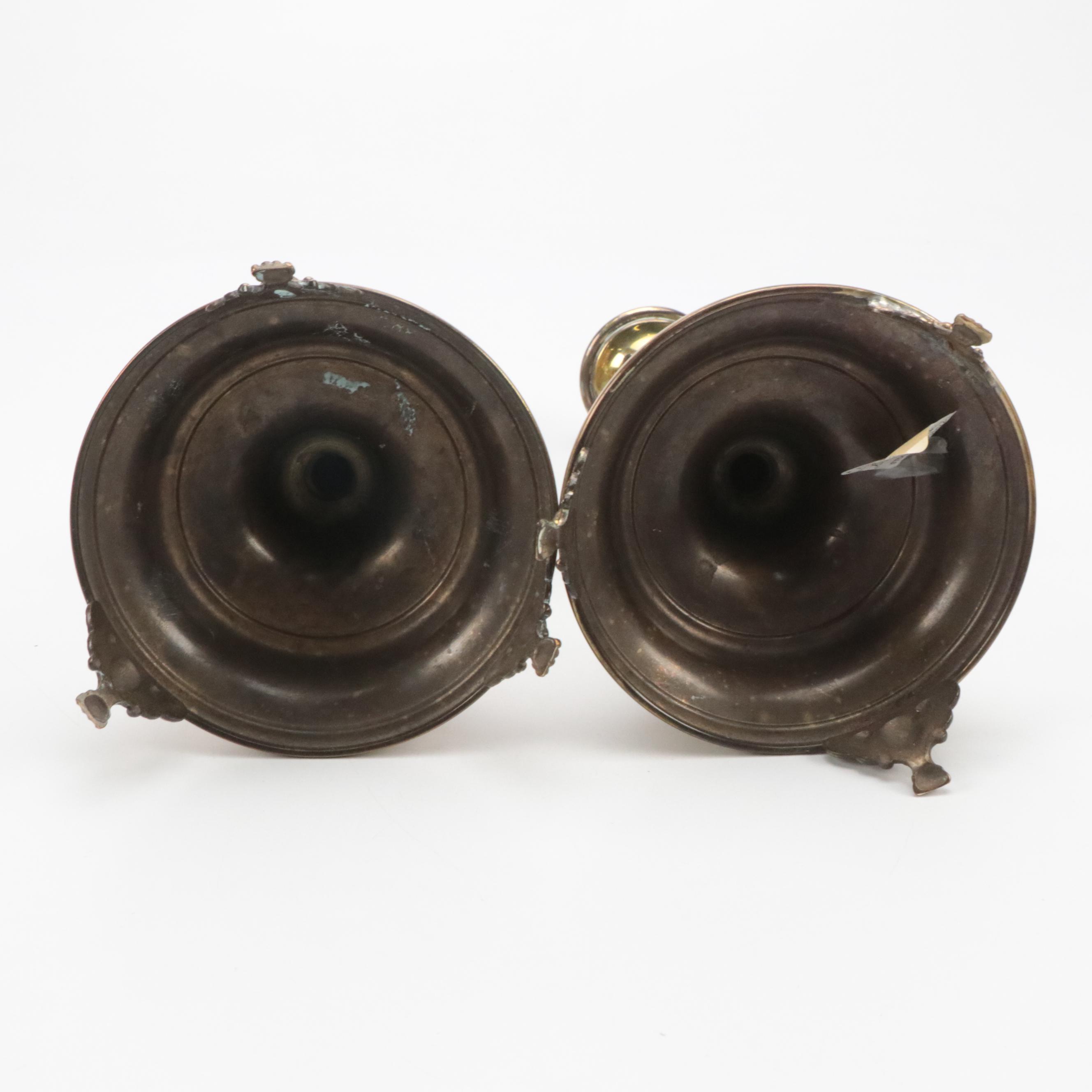 Indian and Other Cast Brass Candlesticks, Candle Holders and Wick Trimmer