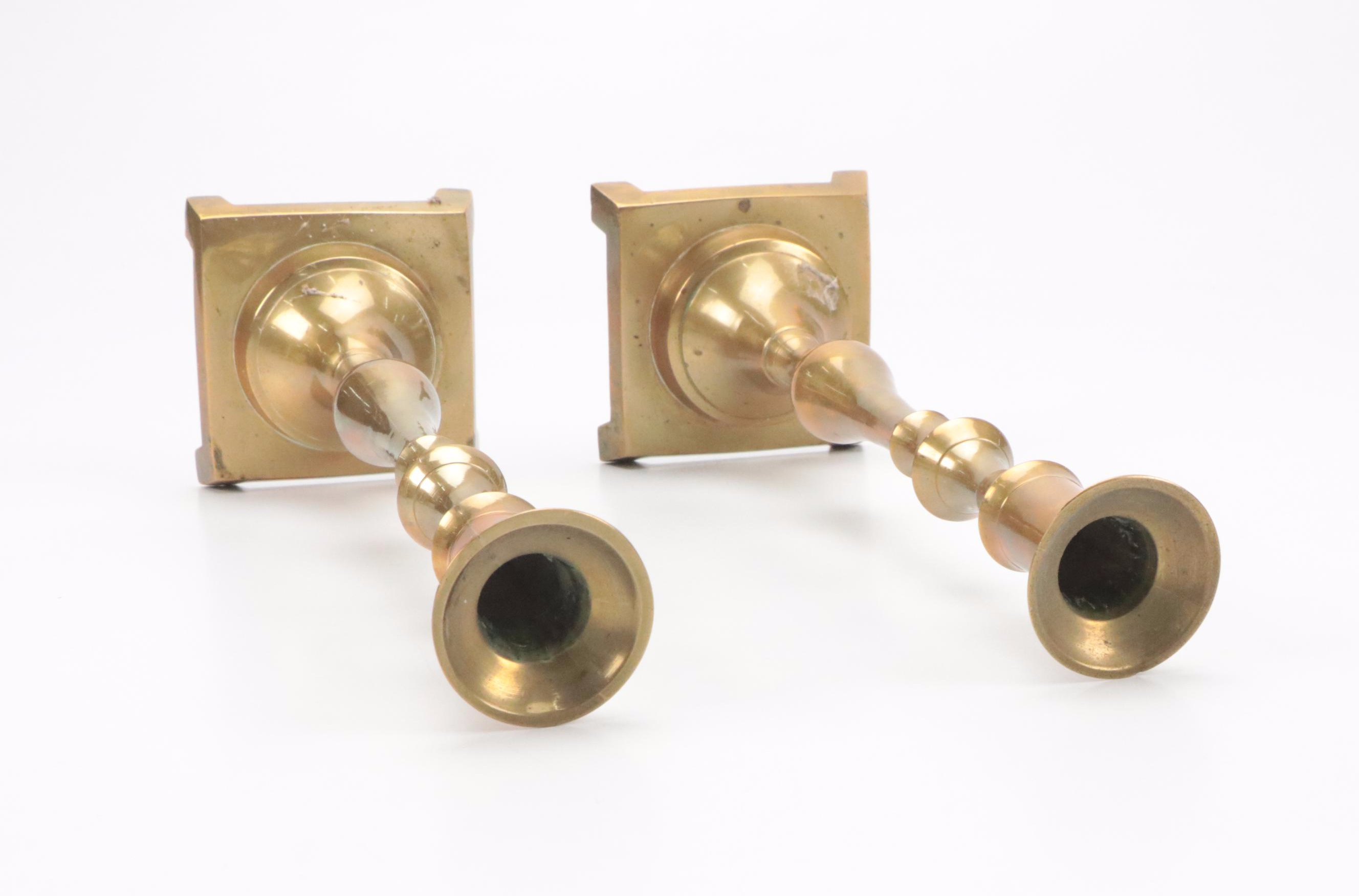 Indian and Other Cast Brass Candlesticks, Candle Holders and Wick Trimmer