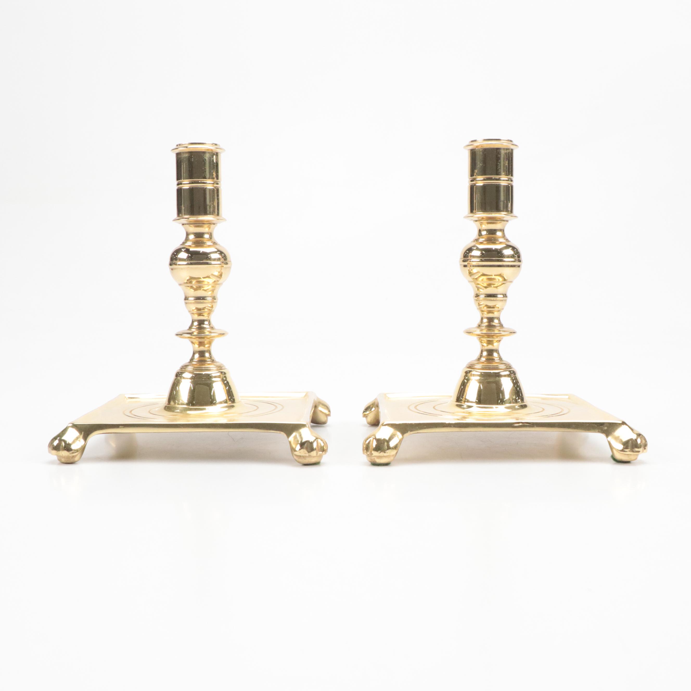 Indian and Other Cast Brass Candlesticks, Candle Holders and Wick Trimmer