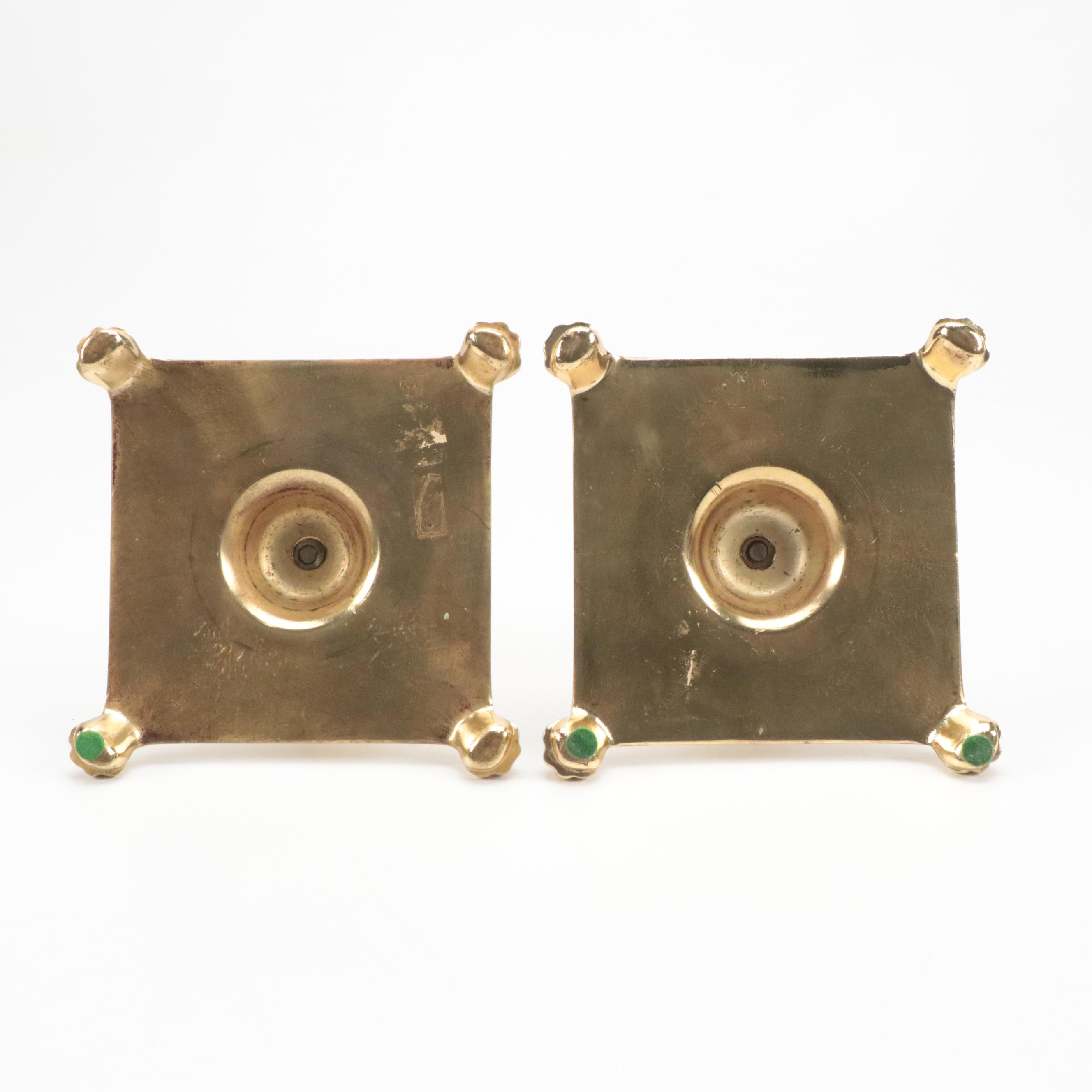 Indian and Other Cast Brass Candlesticks, Candle Holders and Wick Trimmer