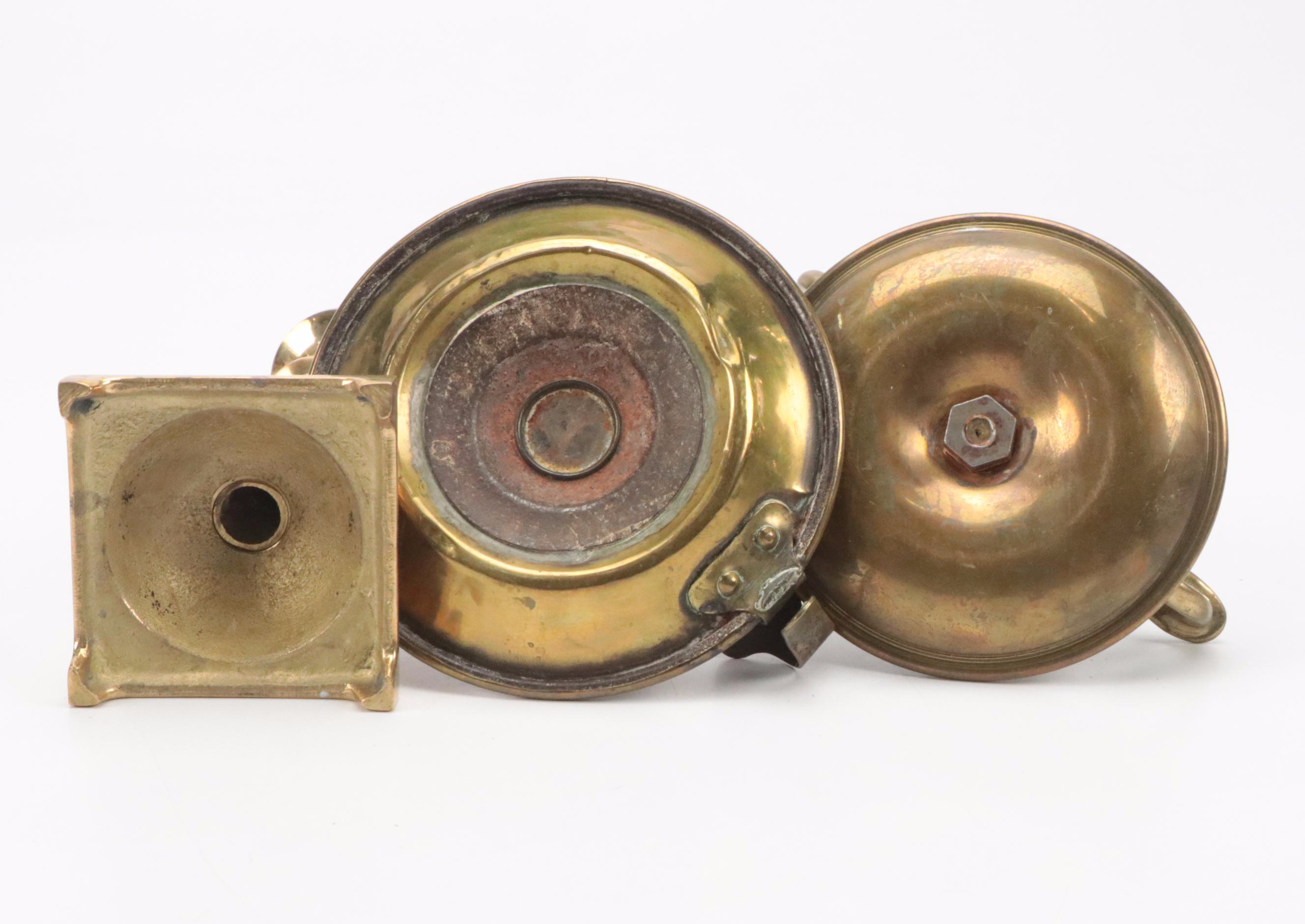 Indian and Other Cast Brass Candlesticks, Candle Holders and Wick Trimmer