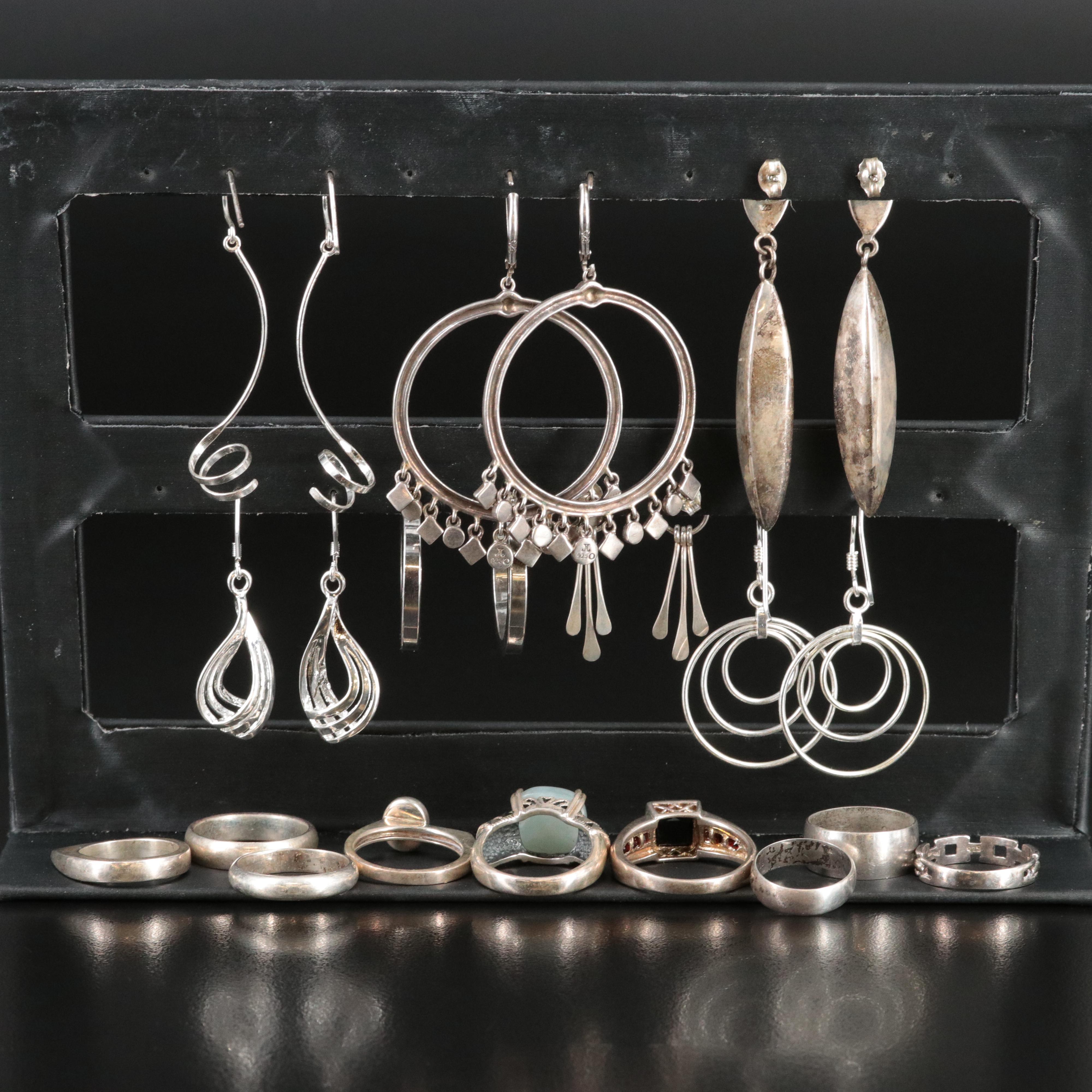 Sterling Jadeite, Marcasite and Mother-of-Pearl Jewelry