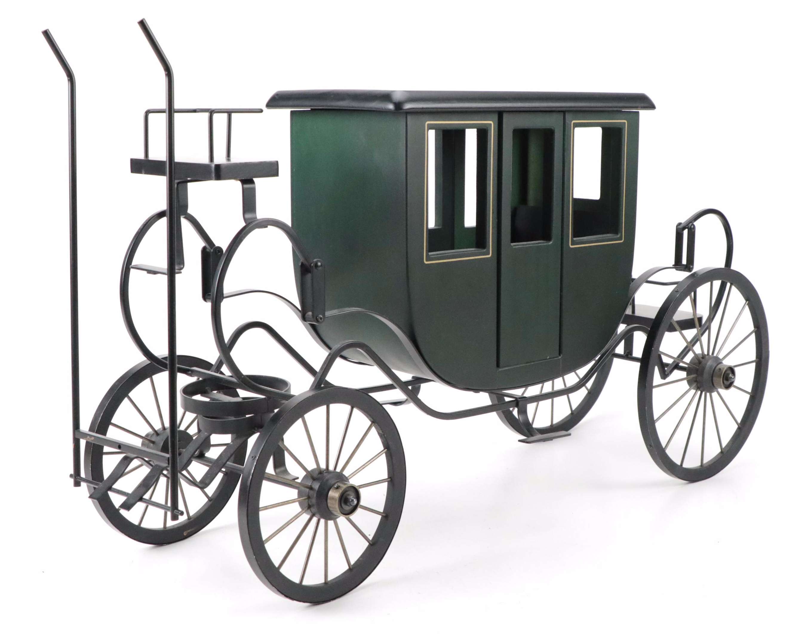 Byers' Choice Wood Carriage with Leather-Wrapped Horse Figurine