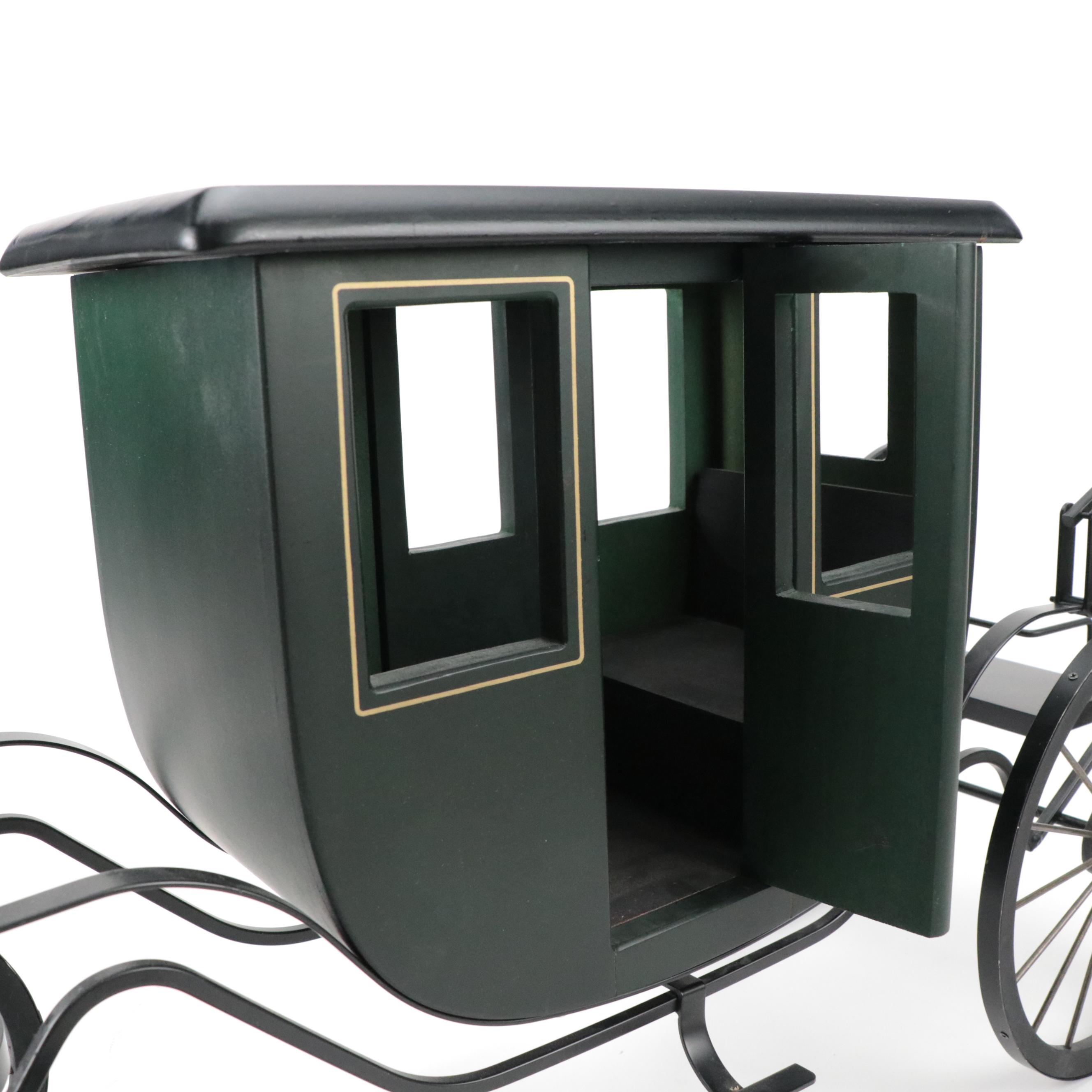 Byers' Choice Wood Carriage with Leather-Wrapped Horse Figurine