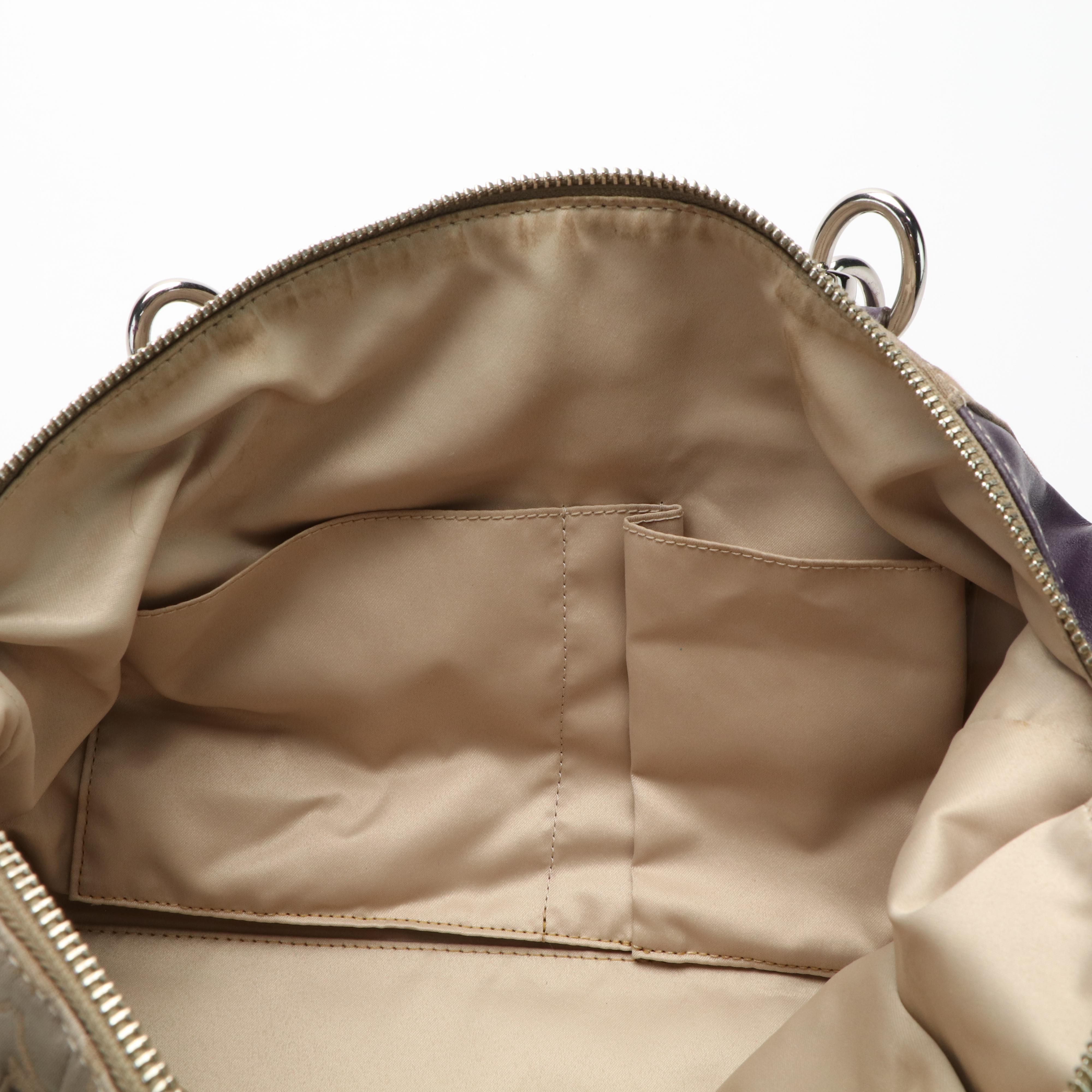 Coach Satchel in Signature Jacquard Canvas and Purple Leather