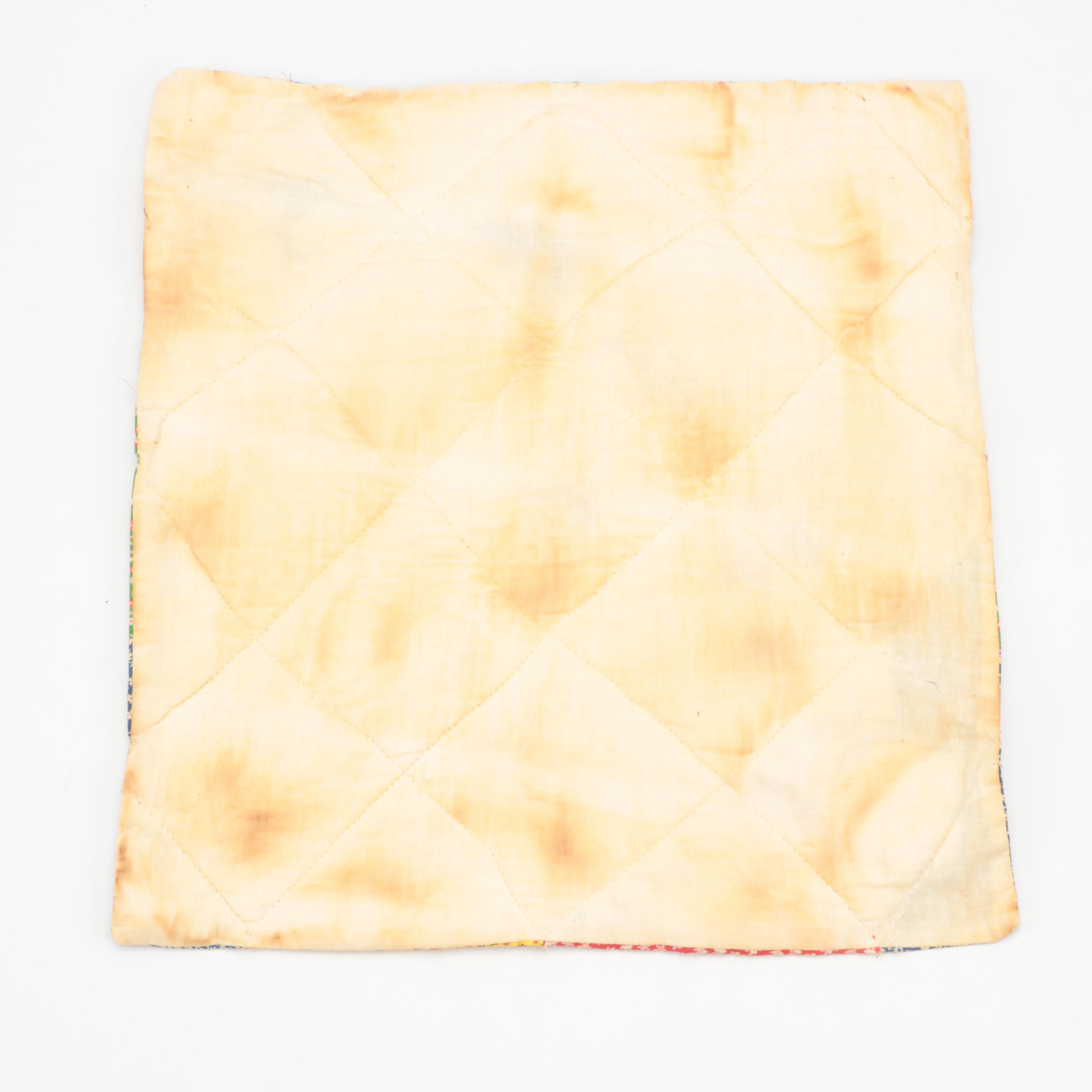 Late Victorian Style Walnut Doll's Bed with Miniature Quilt and Bedding