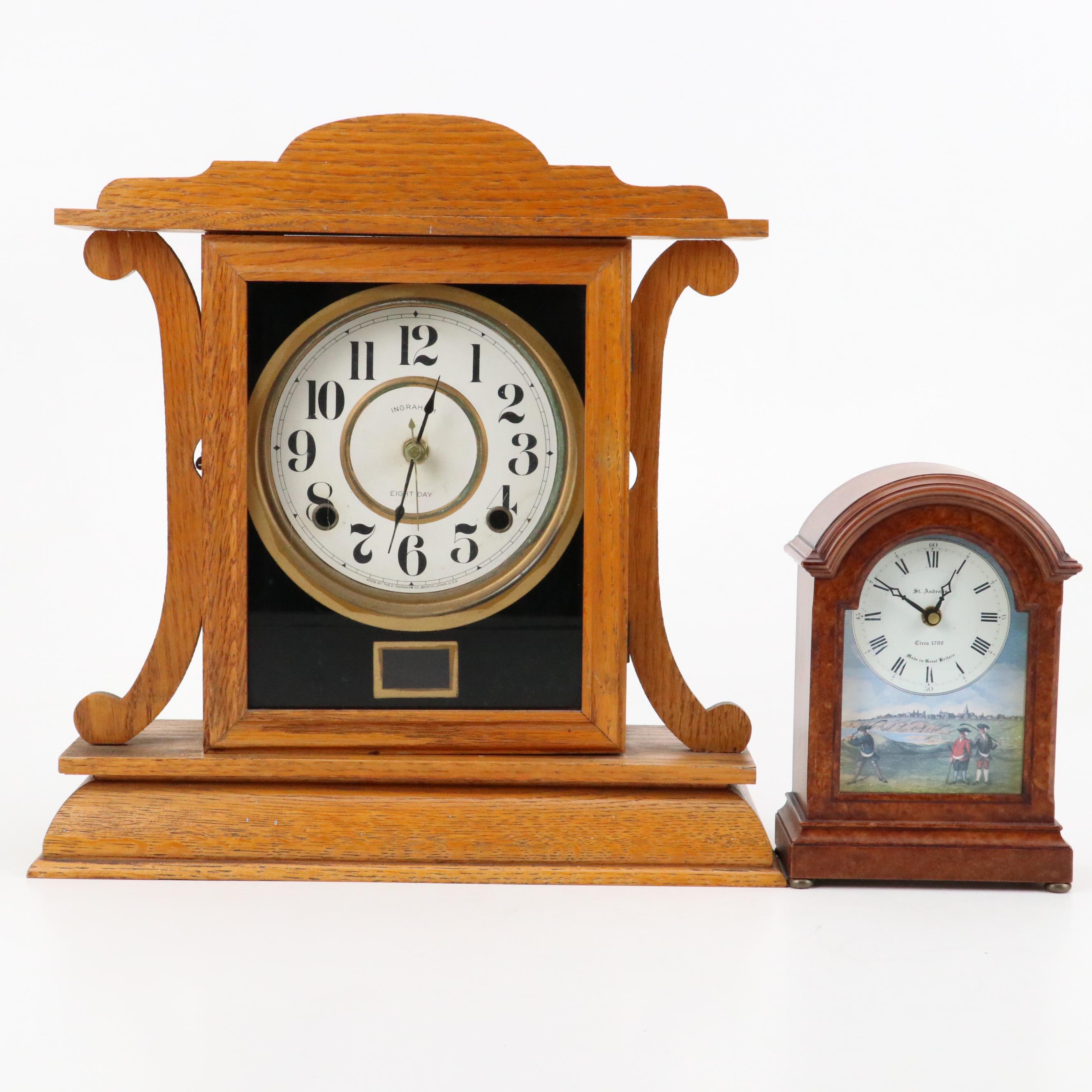 Ingraham "Kitchenette" Mantel Clock with Other Mantel Clock