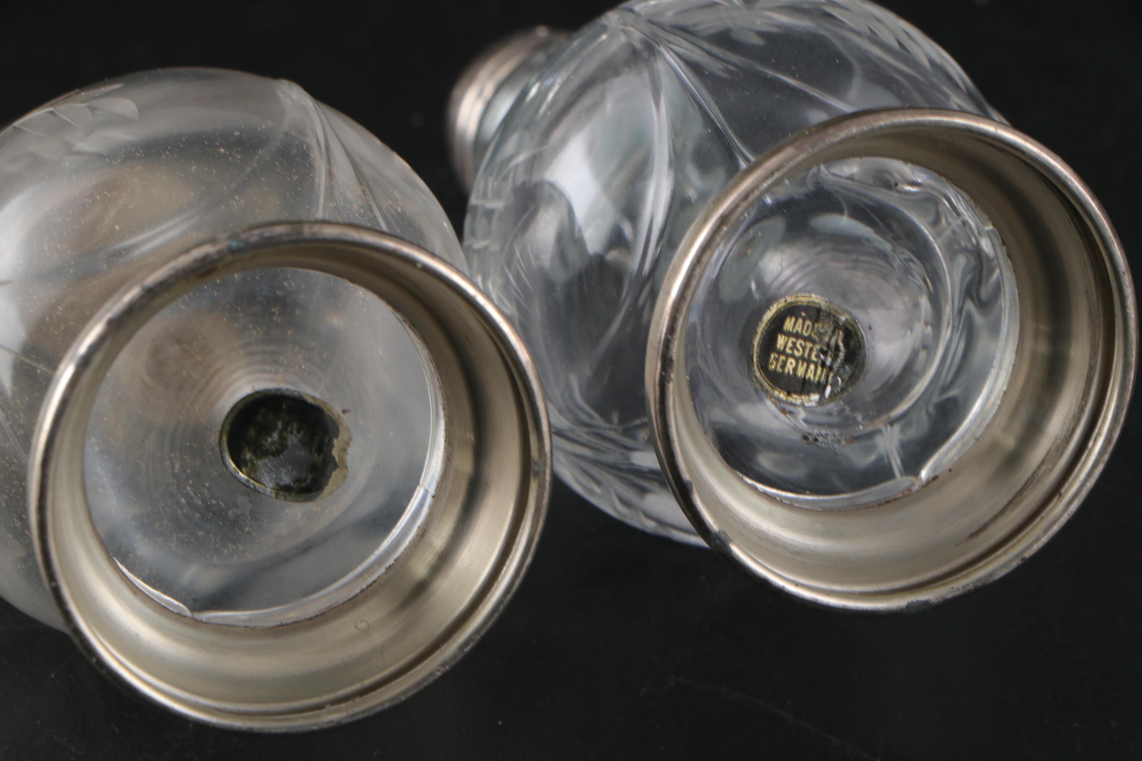 Indiana Glass Candlestick with English Shaker, West German Shakers and