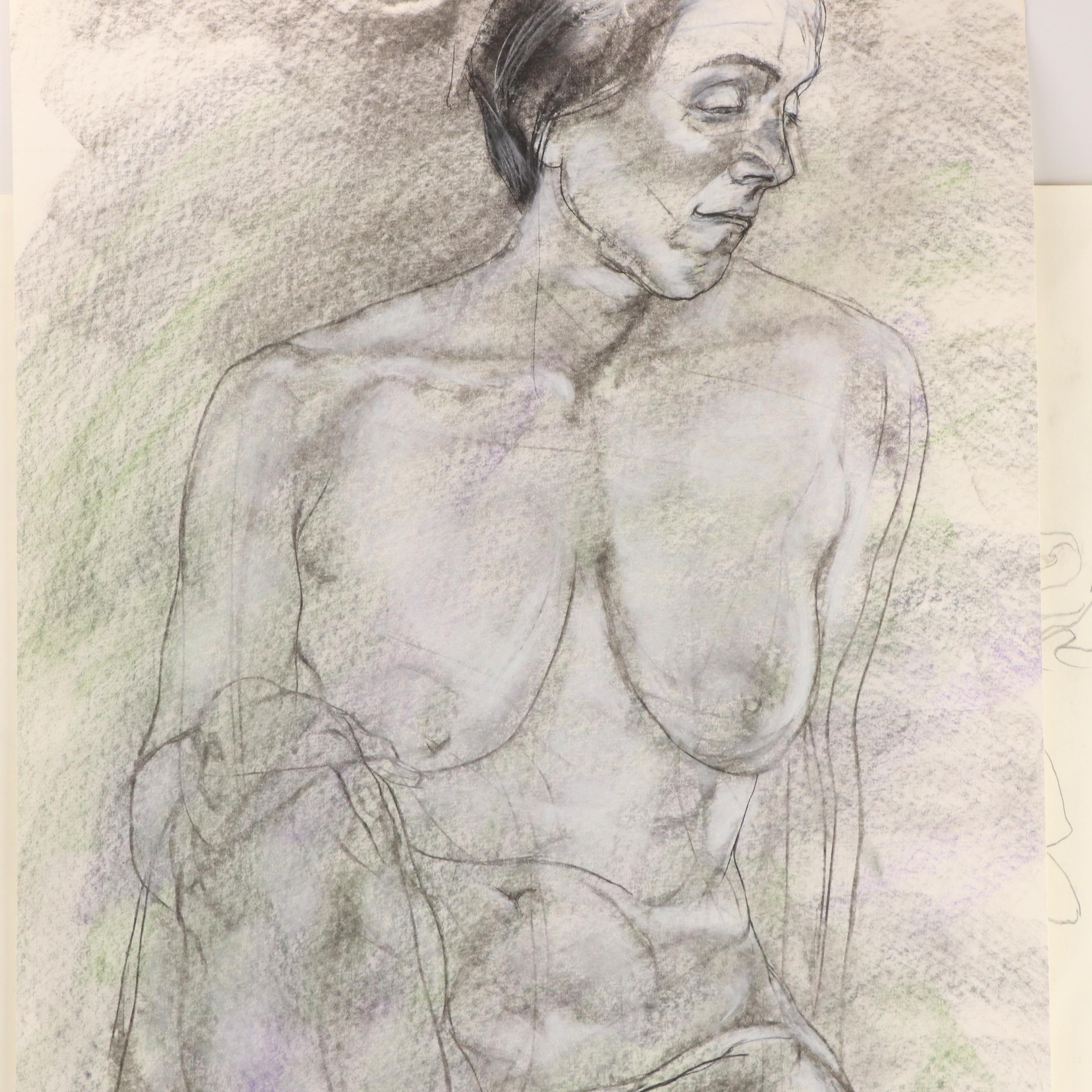 Paul Wagener Gestural Figure Study Drawings, Late 20th Century