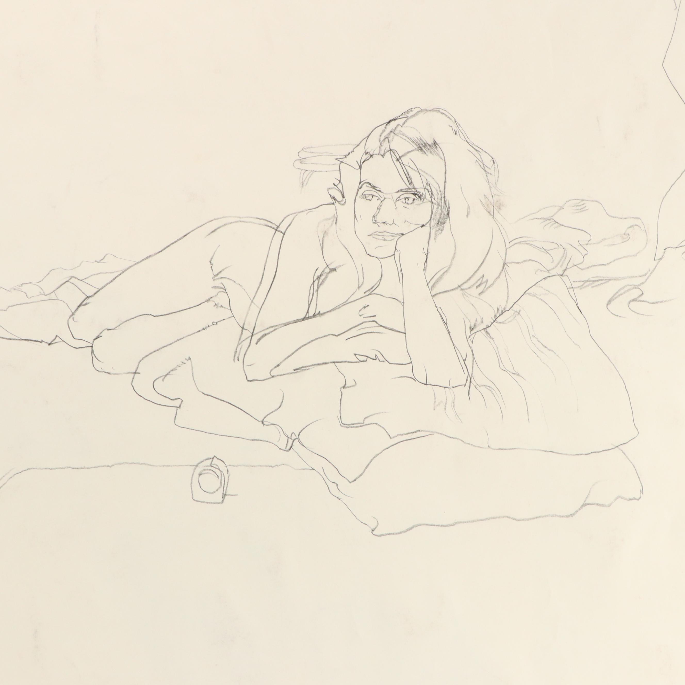 Paul Wagener Gestural Figure Study Drawings, Late 20th Century