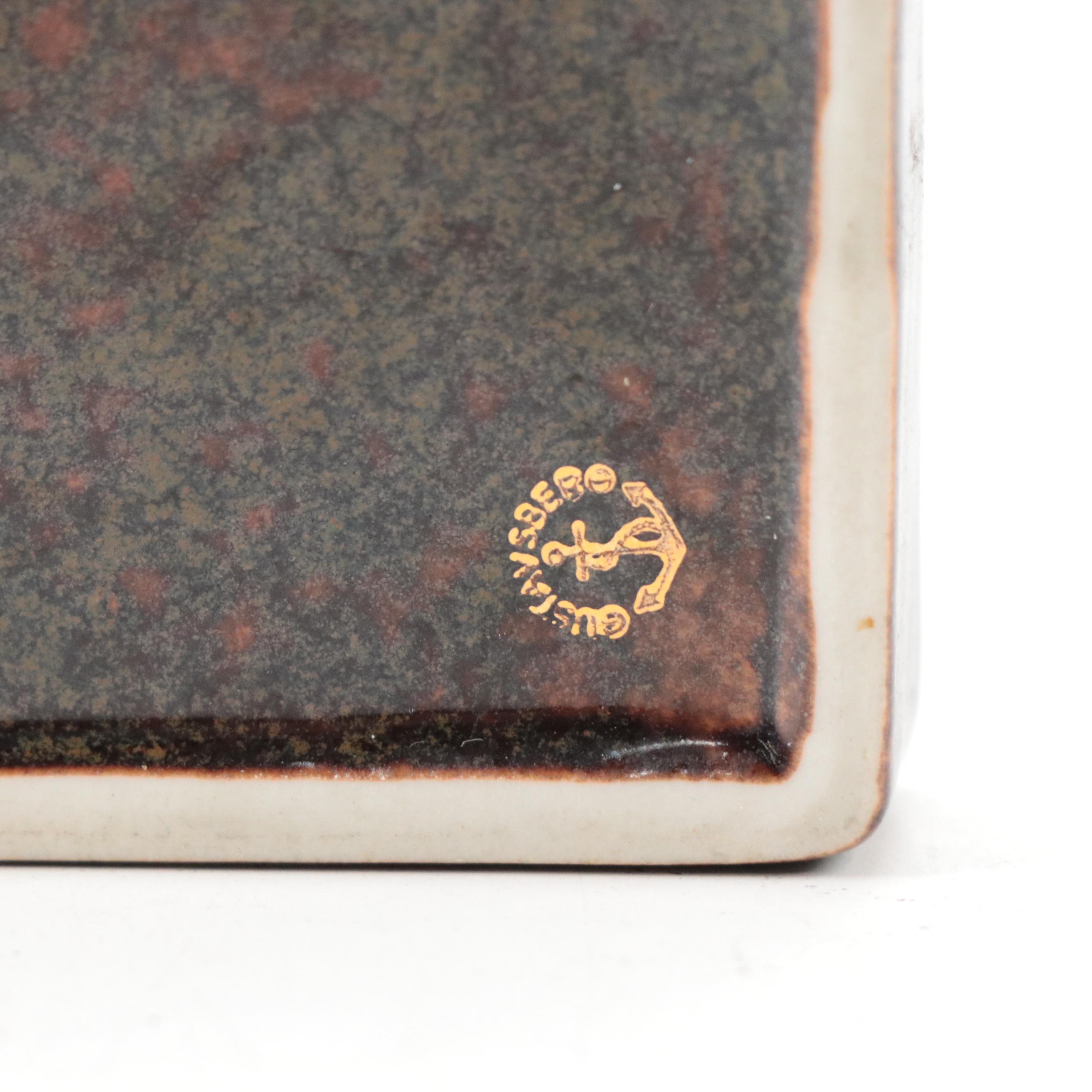 Gustavsberg Swedish American Line Blue Tray Sterling Ship Overlay