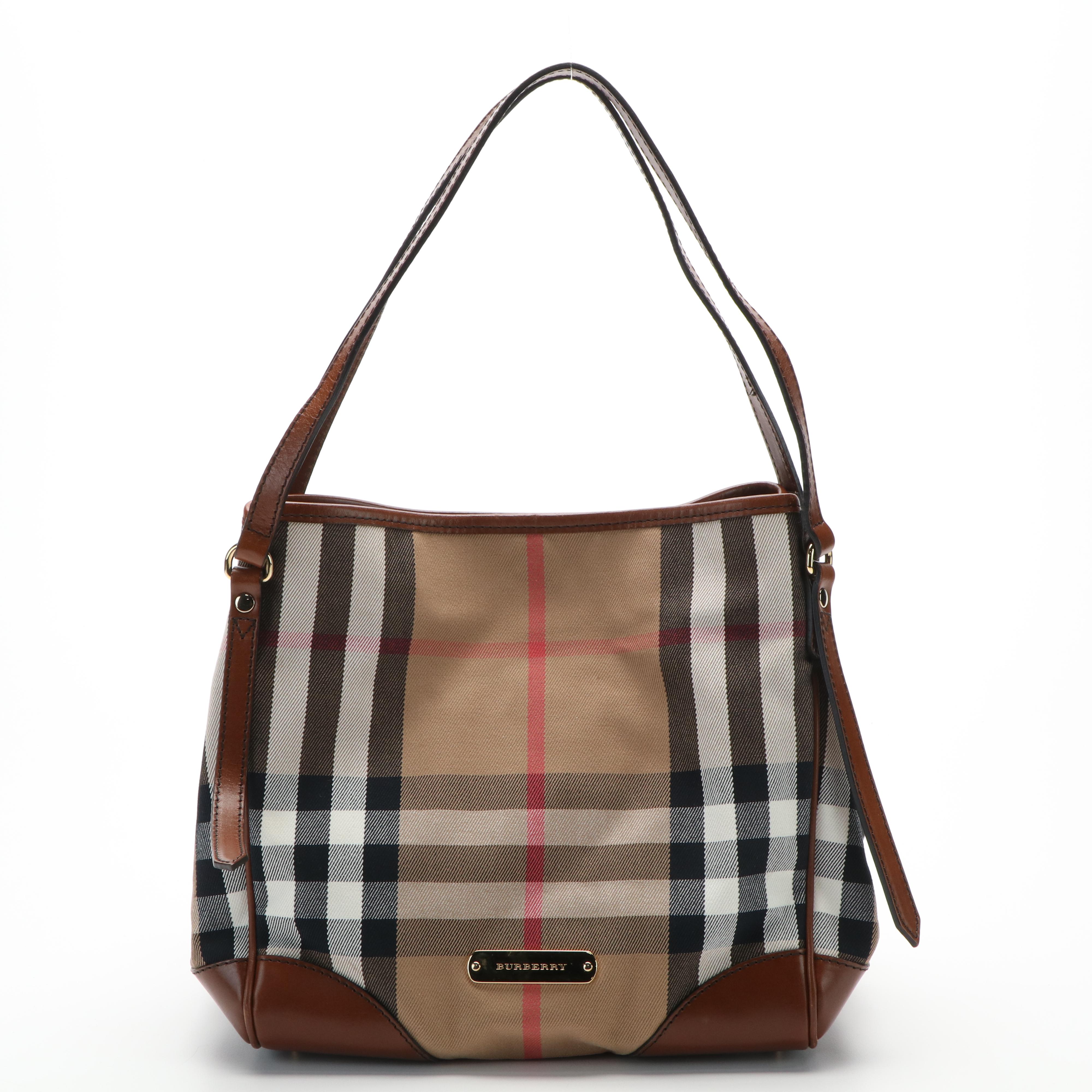 Burberry House Check Canterbury Brown Canvas and Leather Handbag