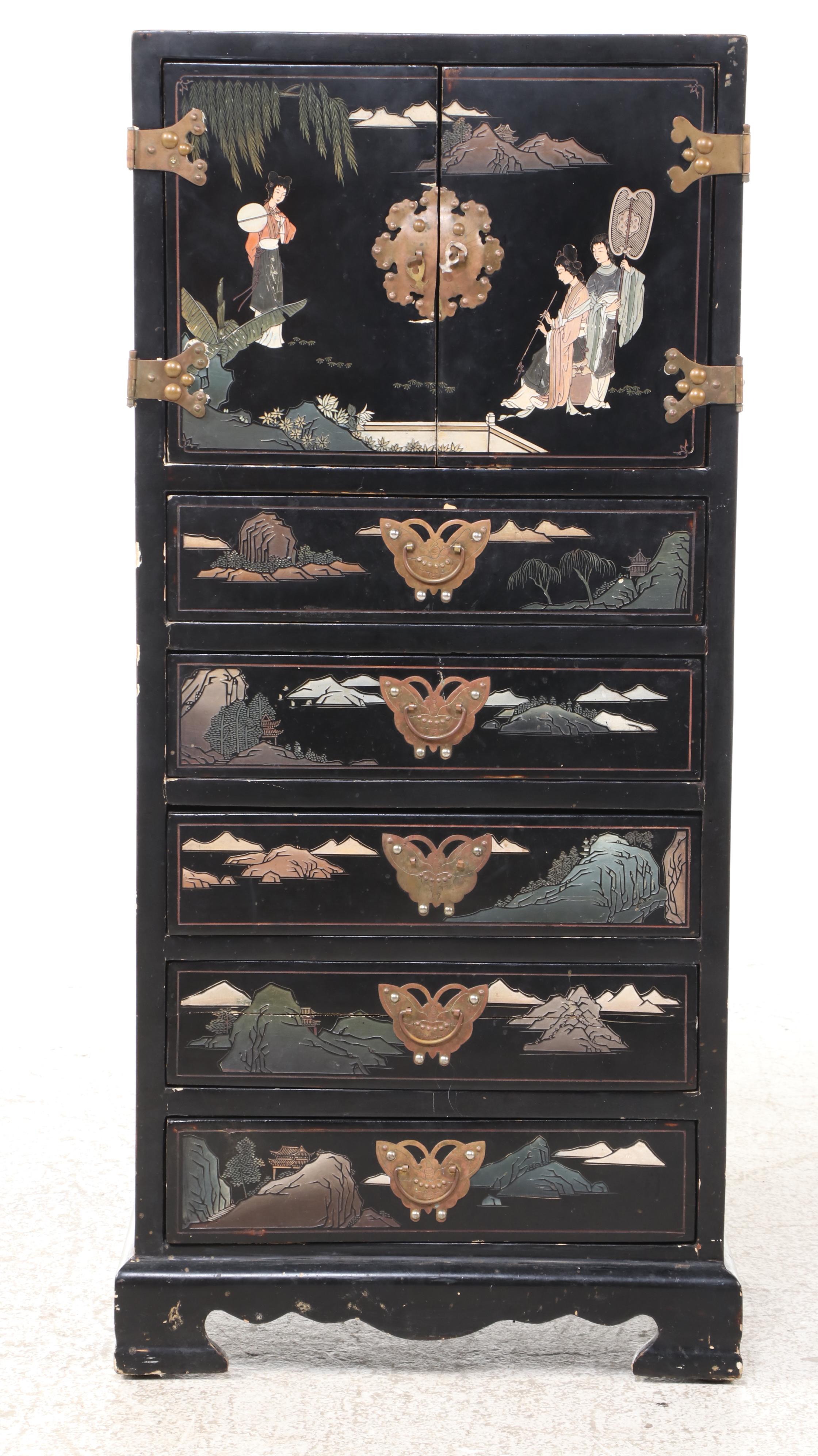 Chinese Paint-Decorated Lacquerware Cabinet