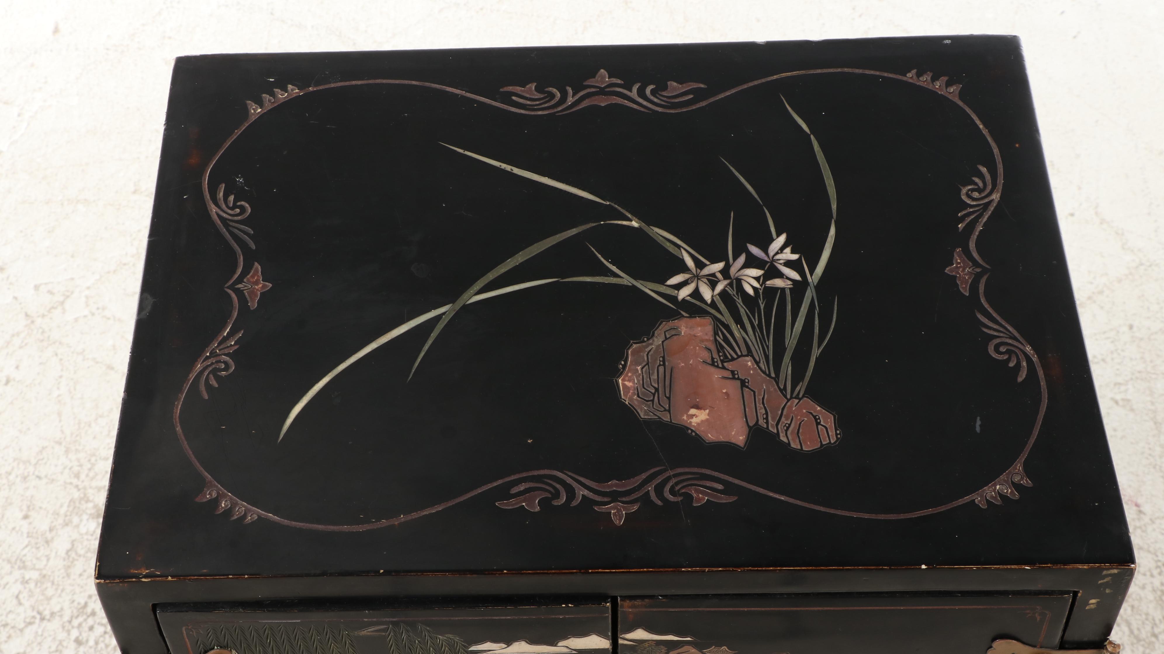Chinese Paint-Decorated Lacquerware Cabinet