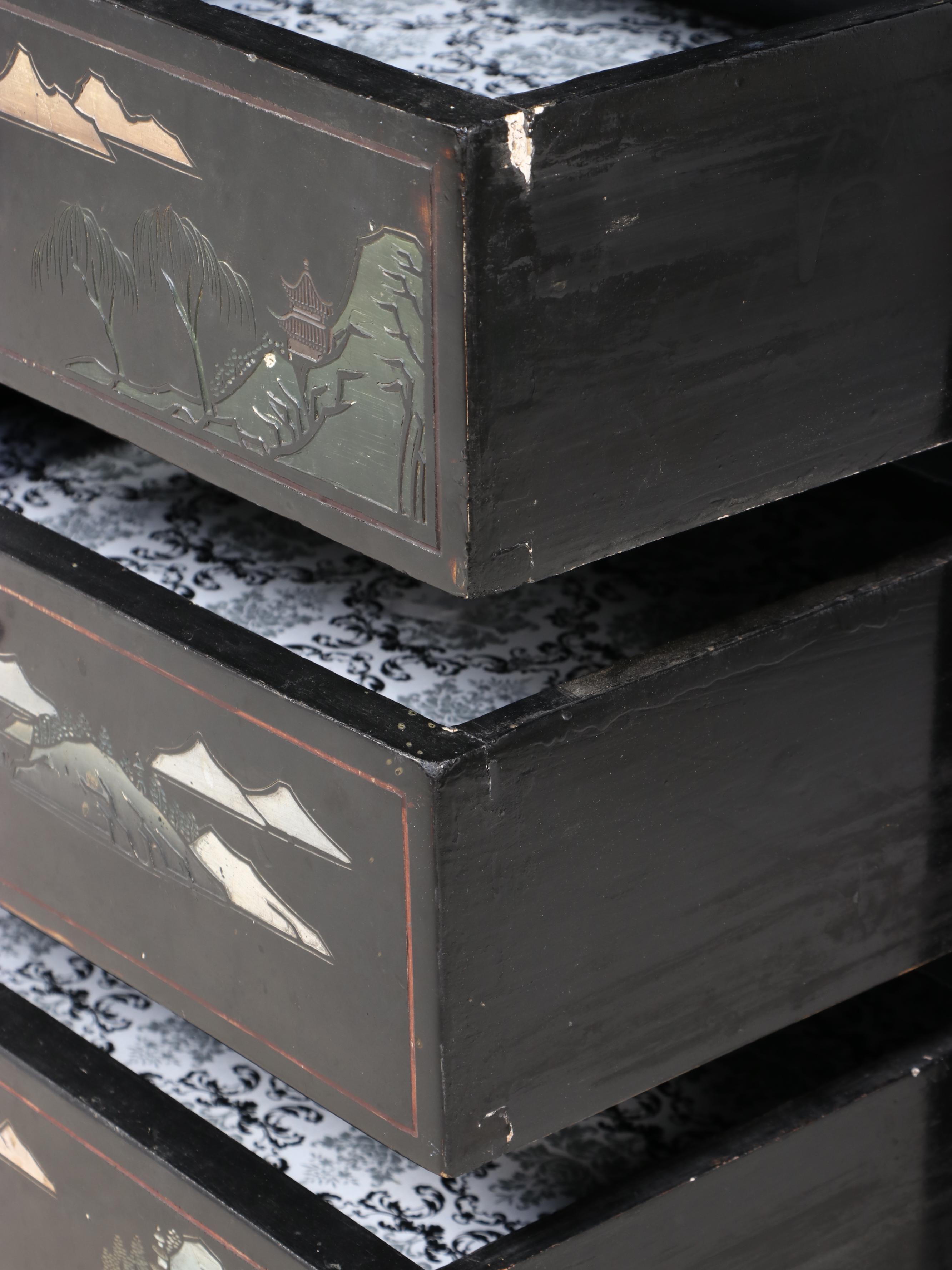 Chinese Paint-Decorated Lacquerware Cabinet