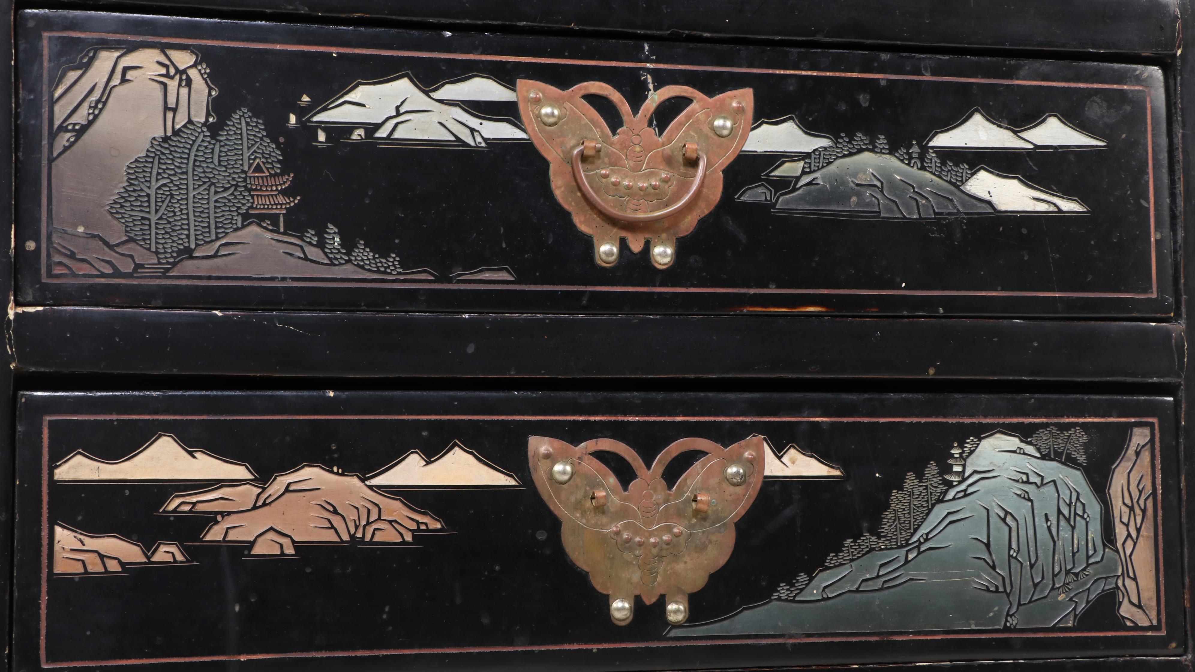 Chinese Paint-Decorated Lacquerware Cabinet