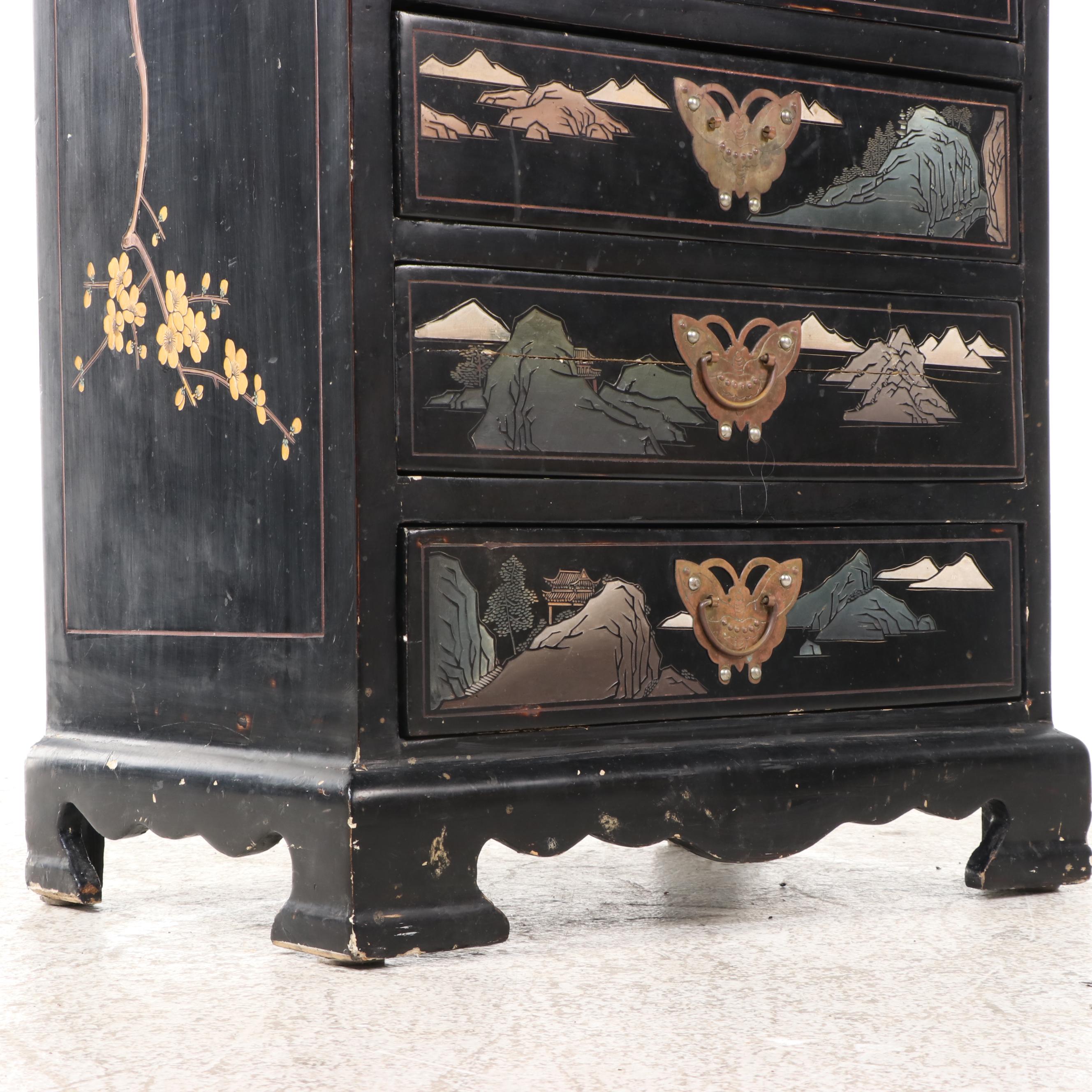 Chinese Paint-Decorated Lacquerware Cabinet
