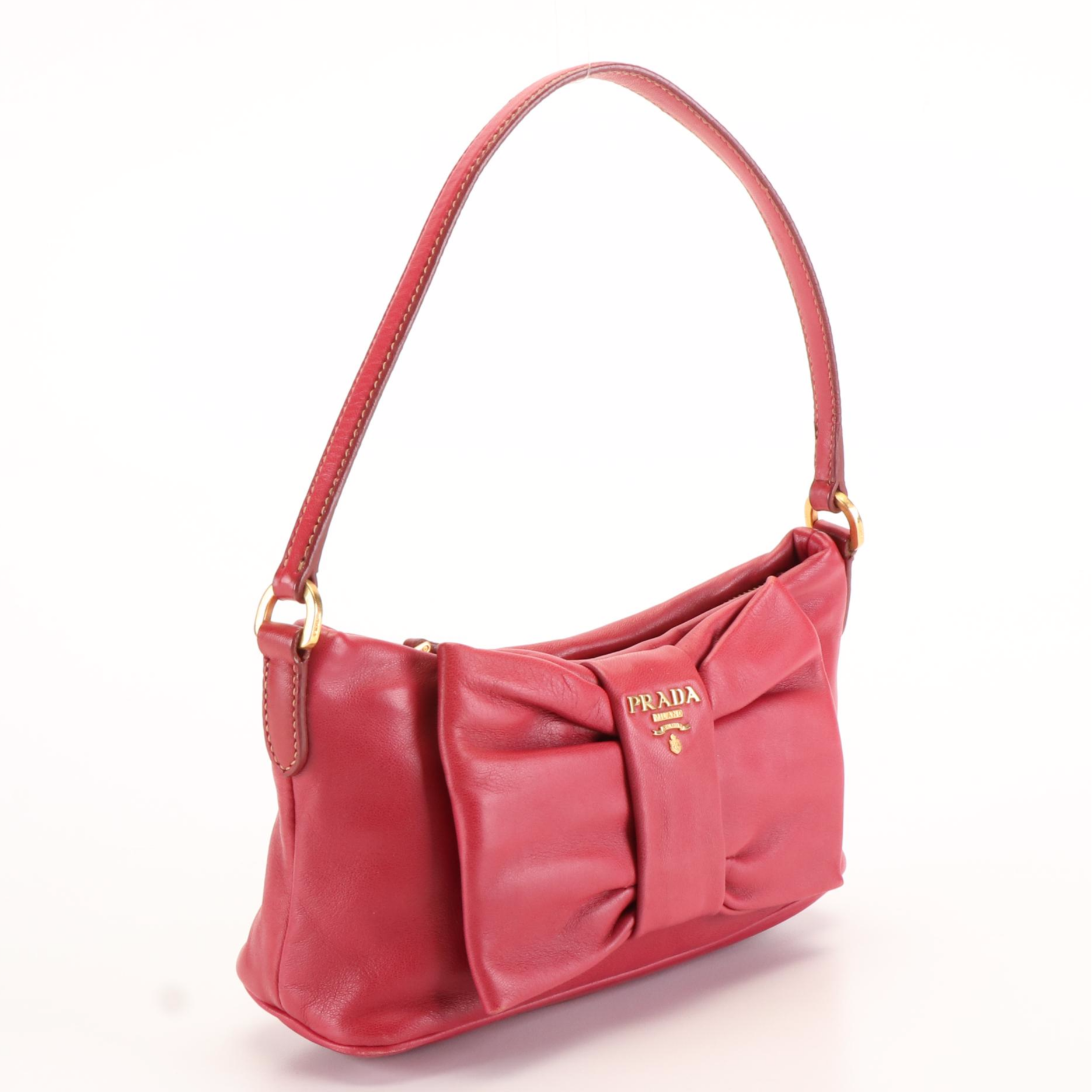 Prada Fiocco Bow Shoulder Bag in Hibiscus Red leather