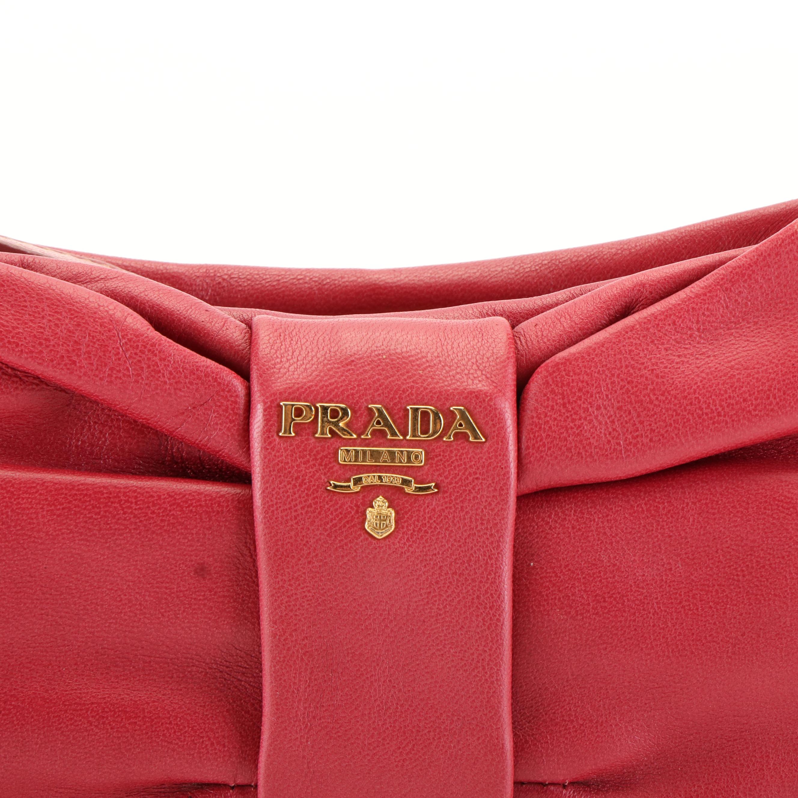 Prada Fiocco Bow Shoulder Bag in Hibiscus Red leather