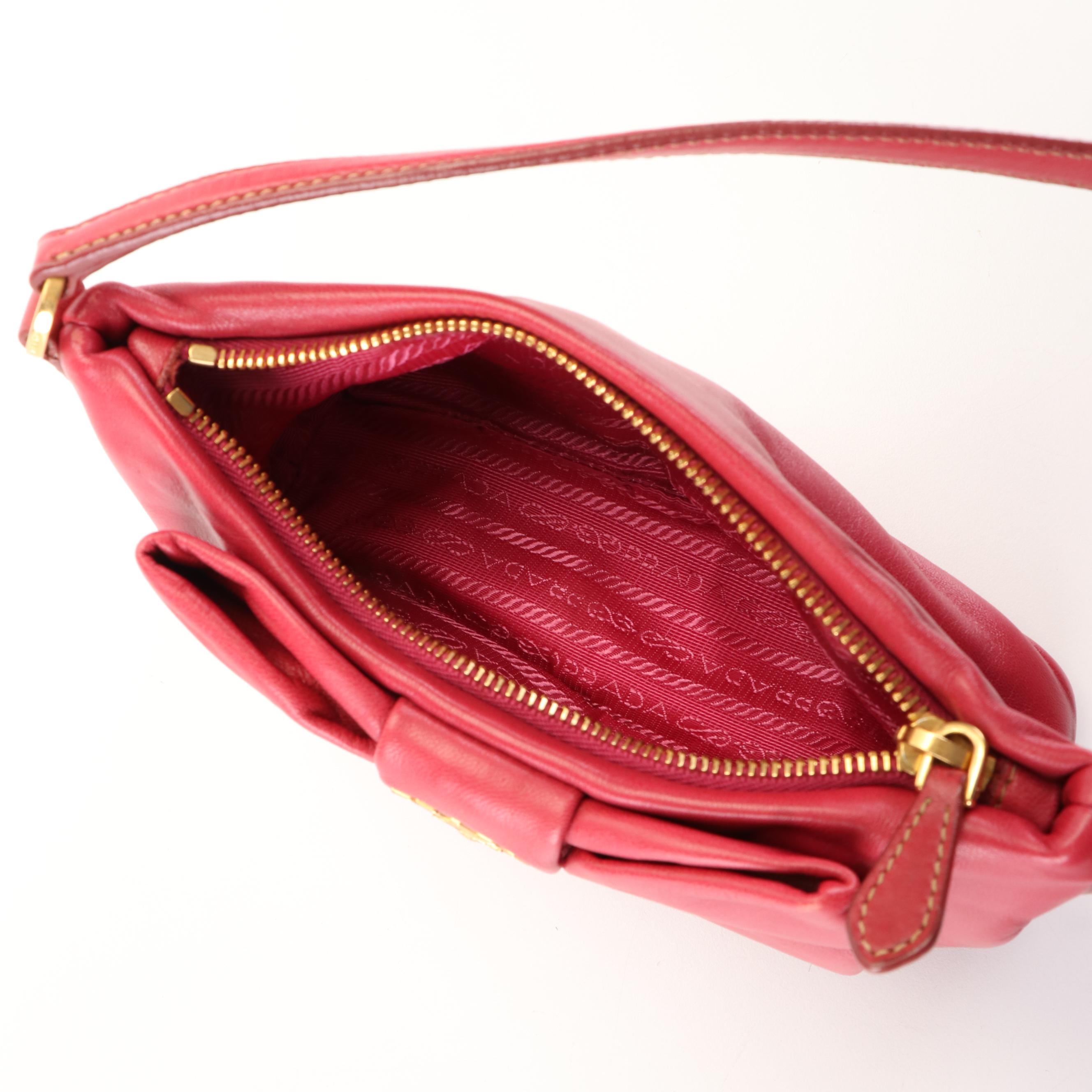 Prada Fiocco Bow Shoulder Bag in Hibiscus Red leather