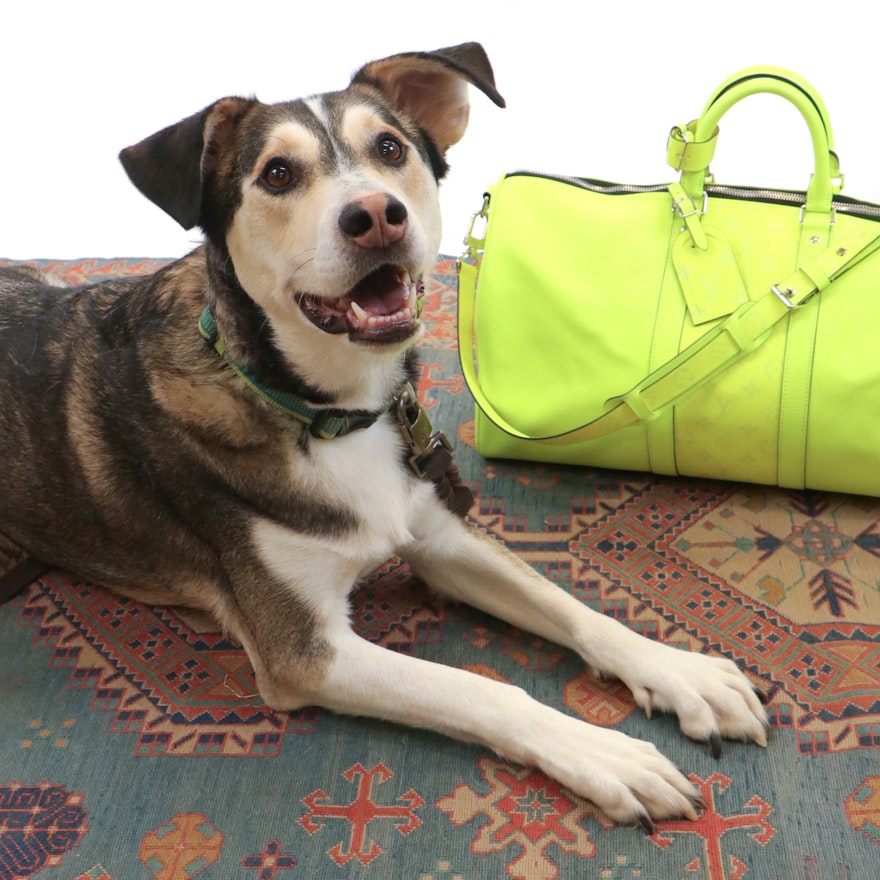 Louis Vuitton Keepall Bandoulière 50 in Neon Taïgarama Leather and