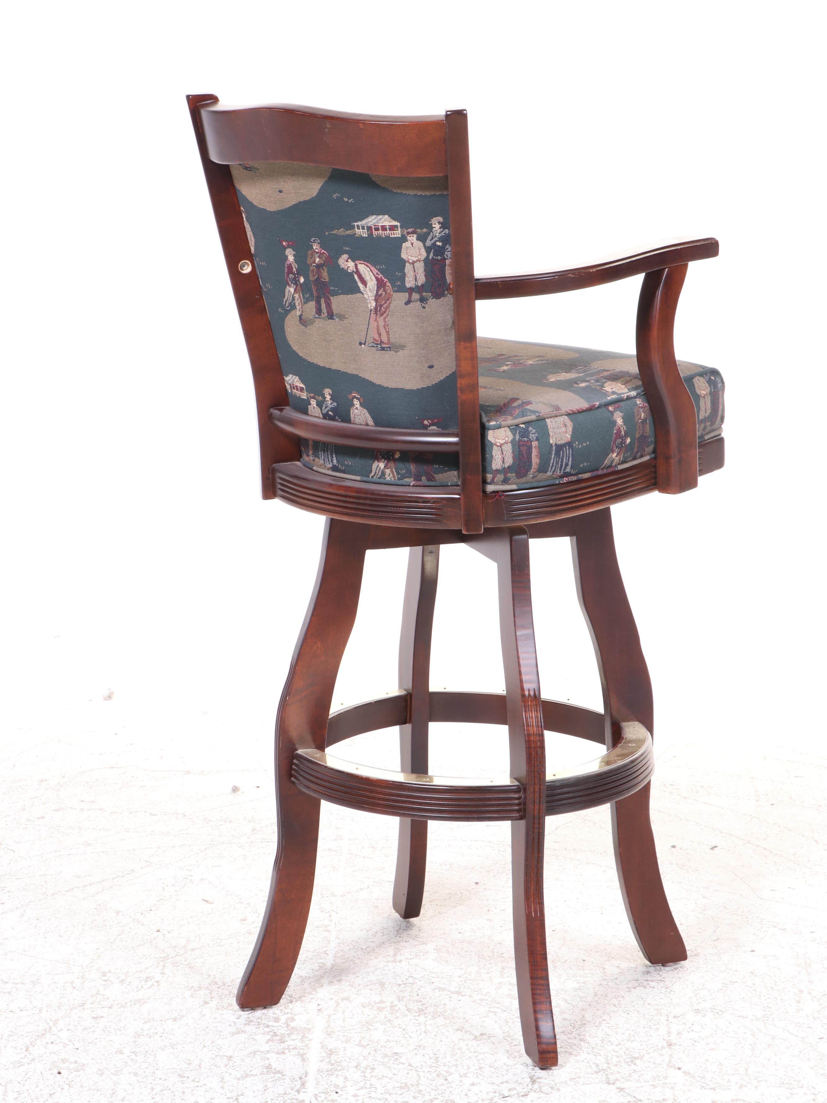 Upholstered Golf-Themed Swivel Stools