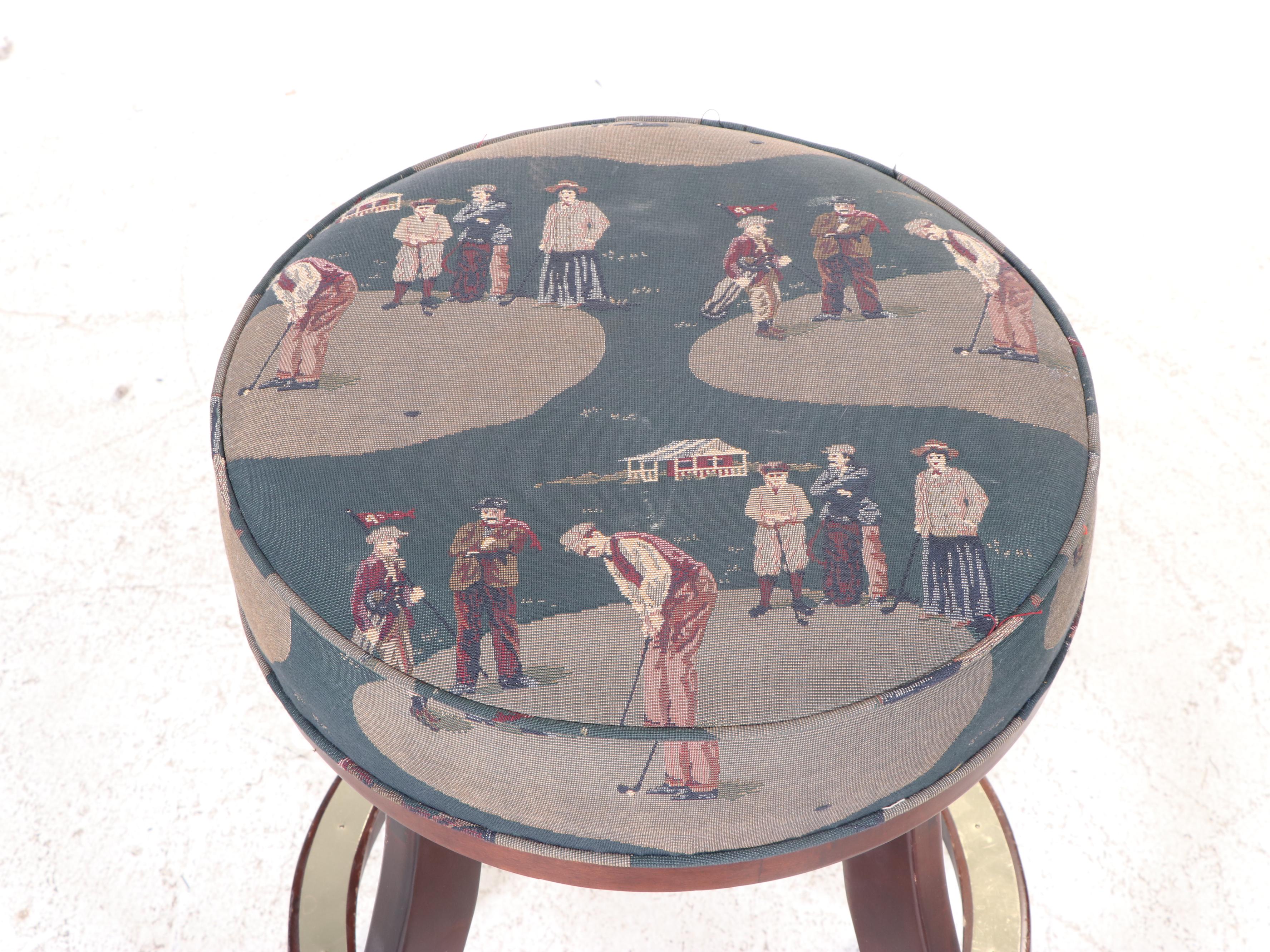 Upholstered Golf-Themed Swivel Stools