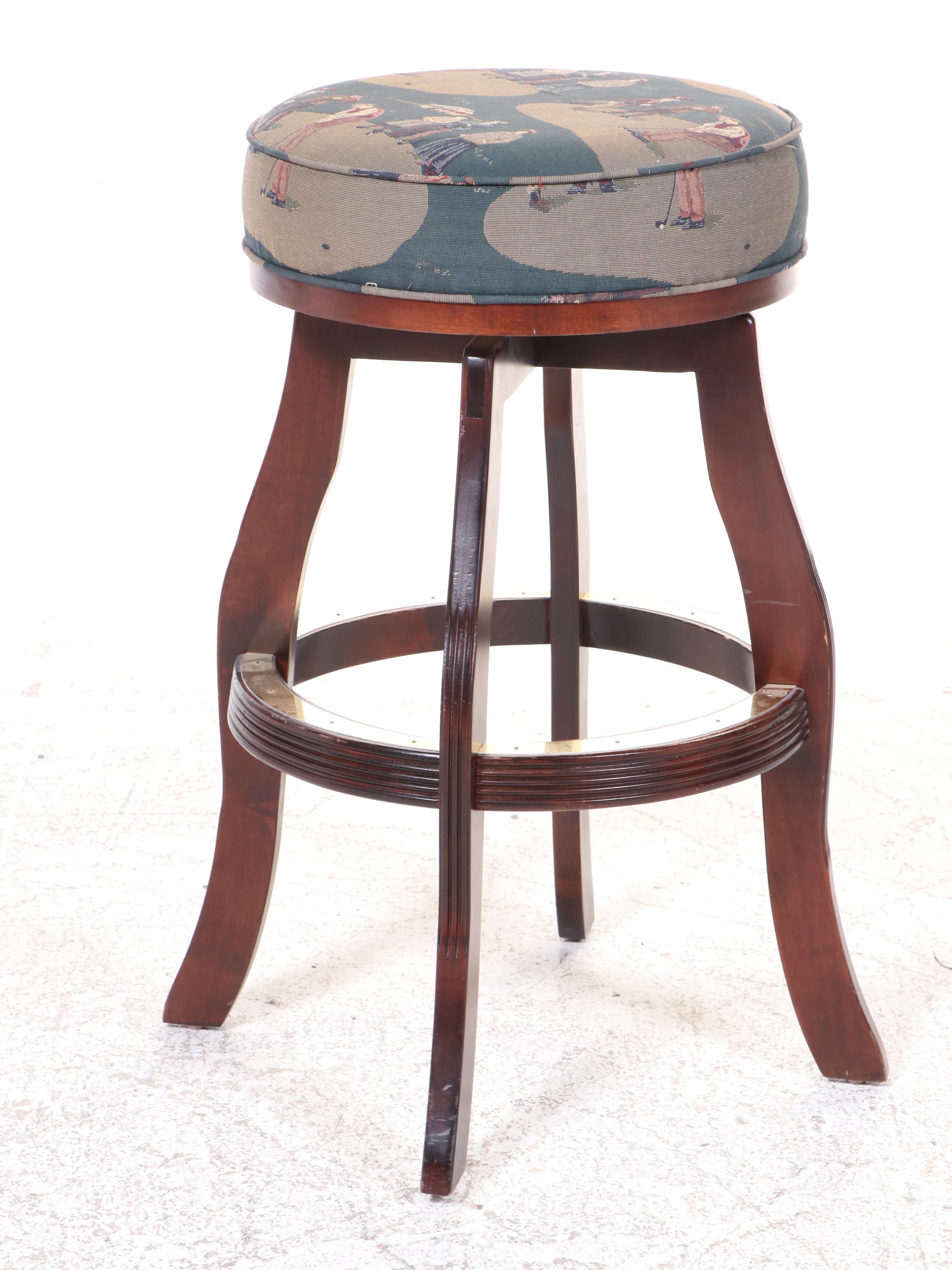 Upholstered Golf-Themed Swivel Stools