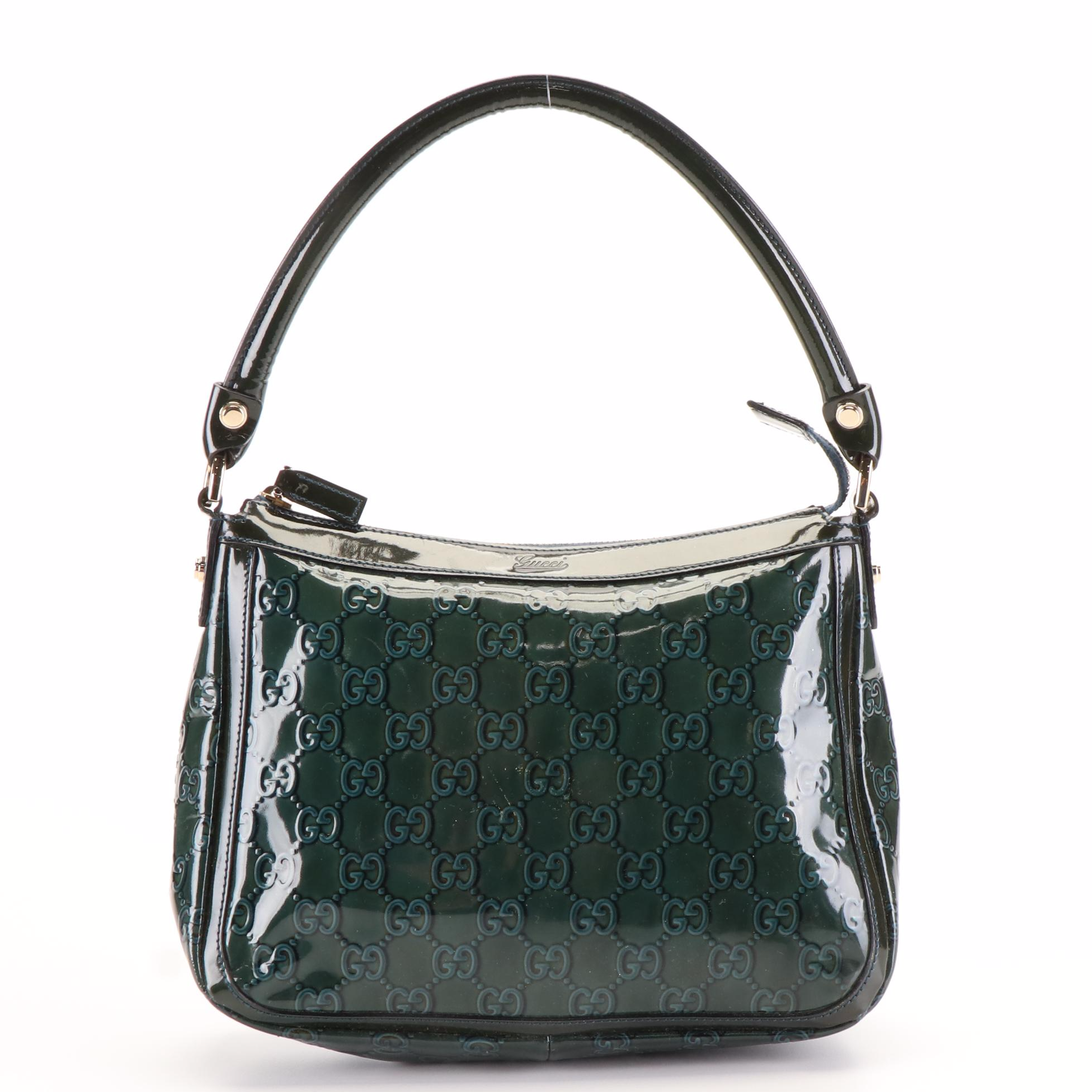 Gucci Dark Green Patent Leather Handbag