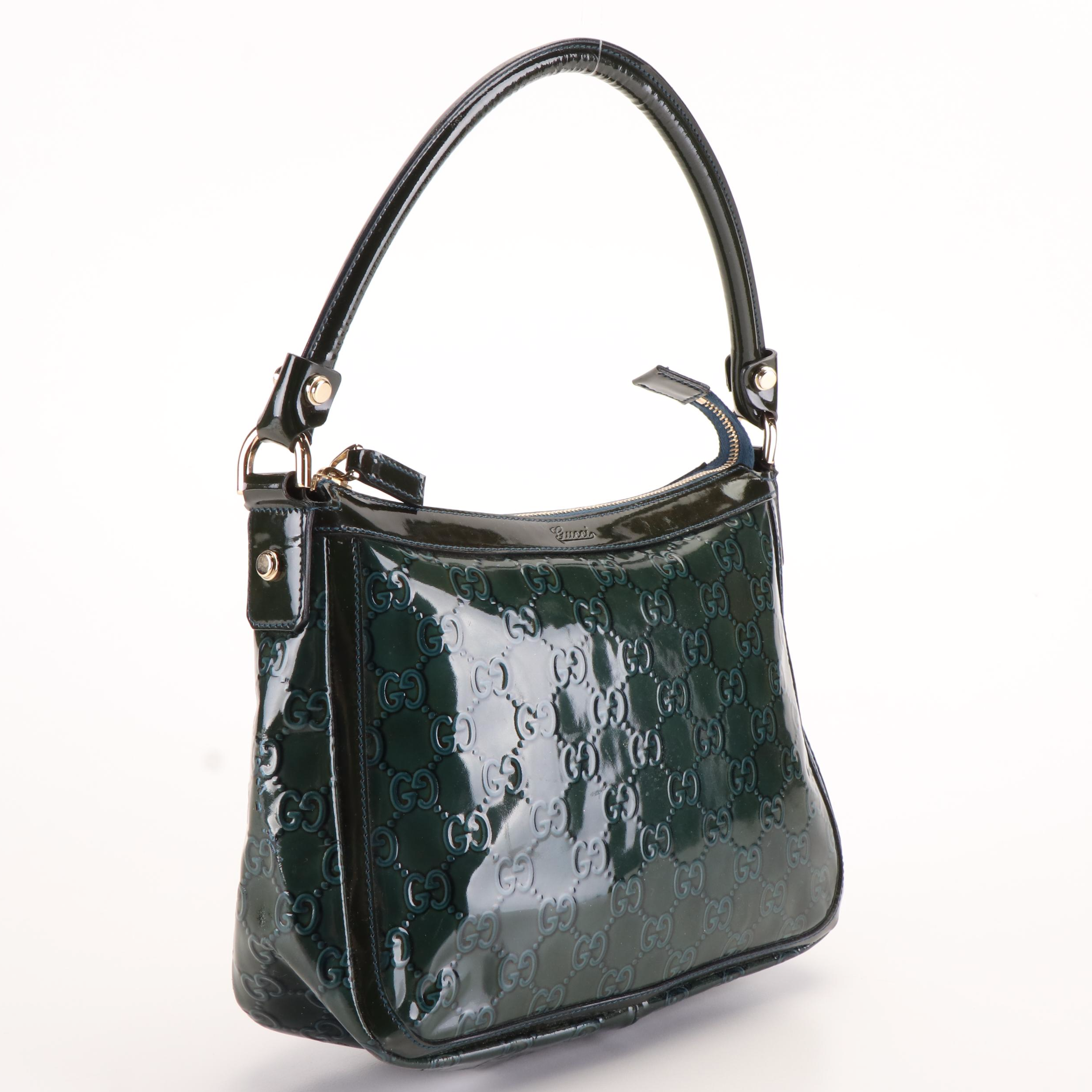 Gucci Dark Green Patent Leather Handbag