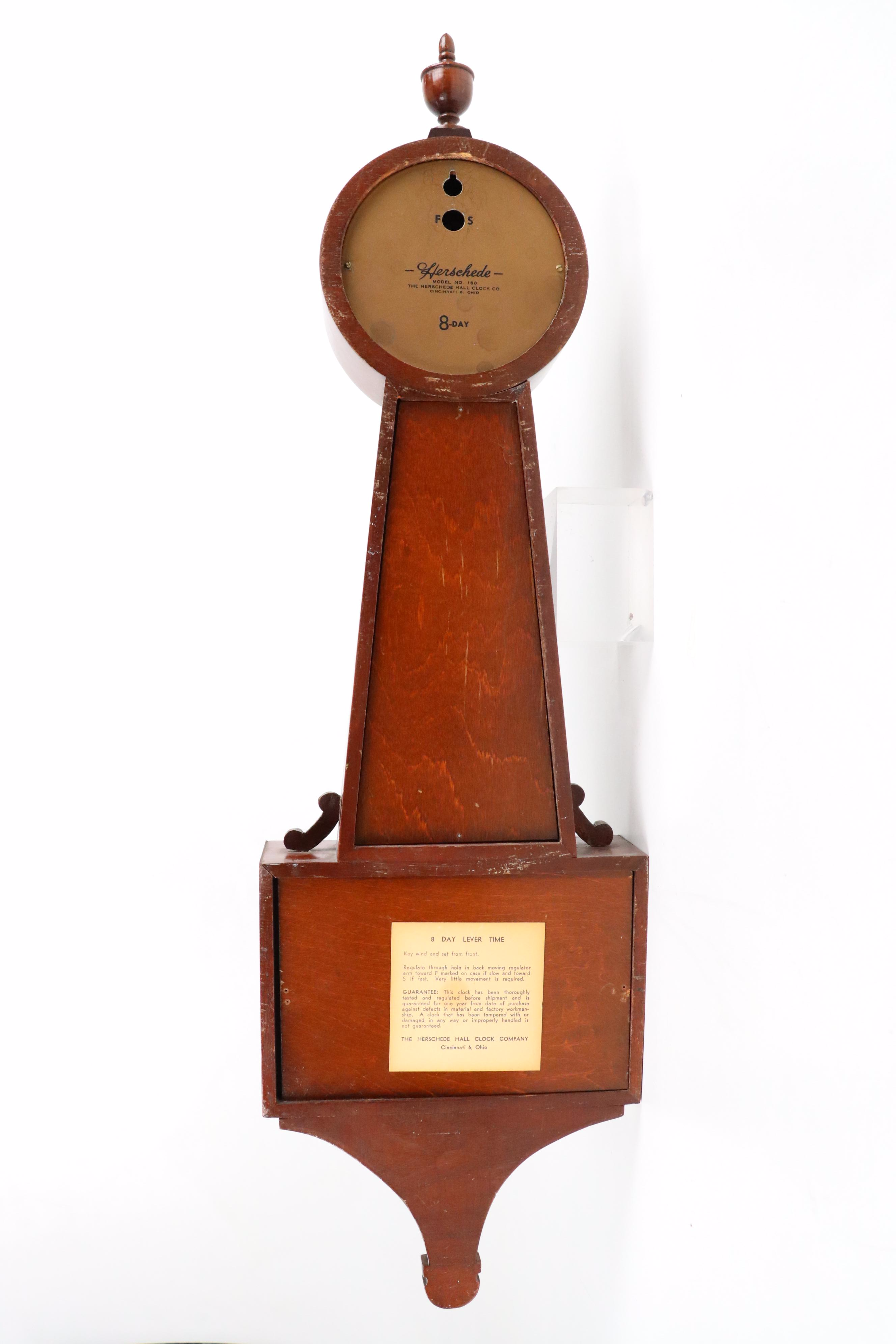 Herschede No. 160 8-Day Banjo Wall Clock, Mid-20th Century