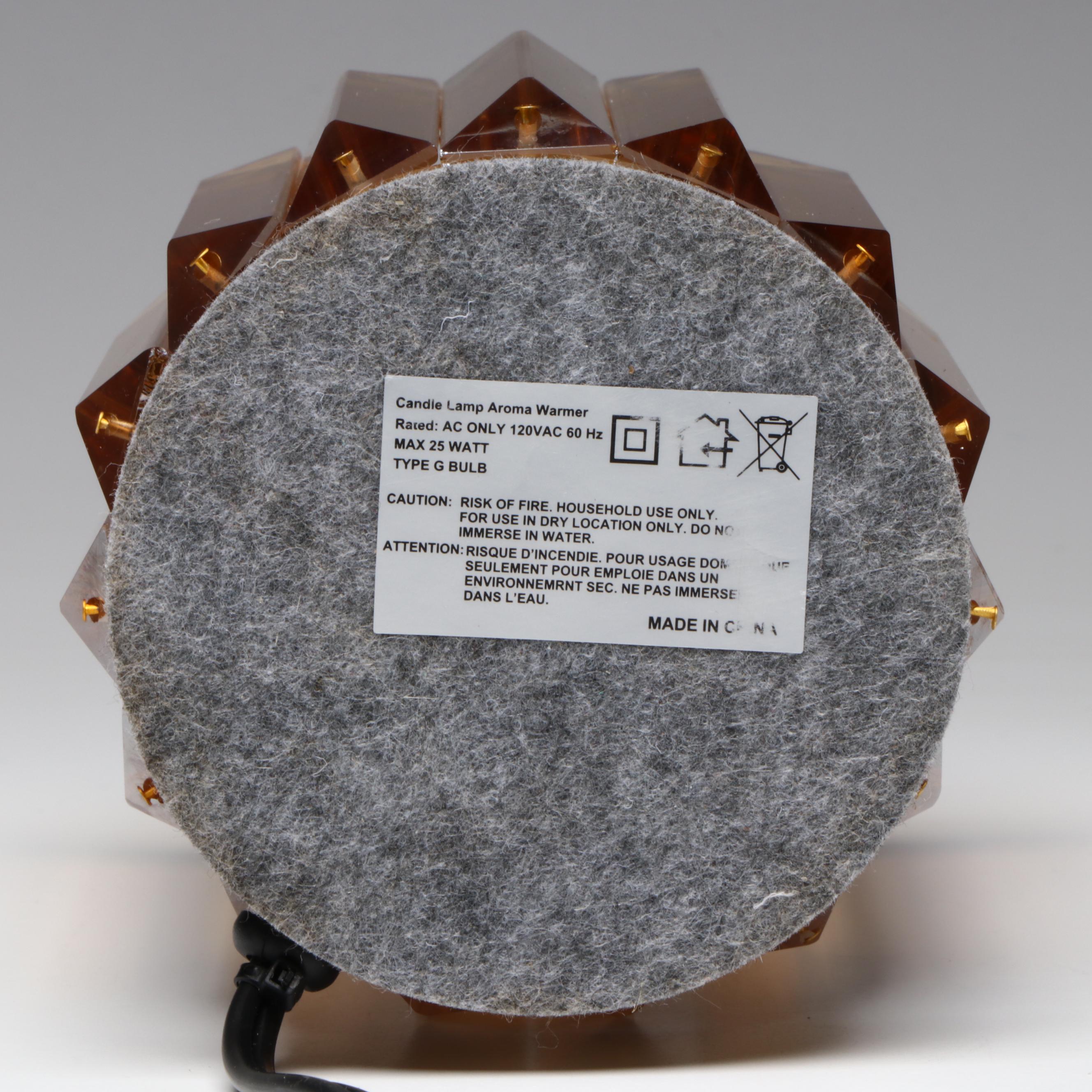 Candle Lamp Aroma Warmer with Acrylic Lincoln Penny Bookends and Ring Holder