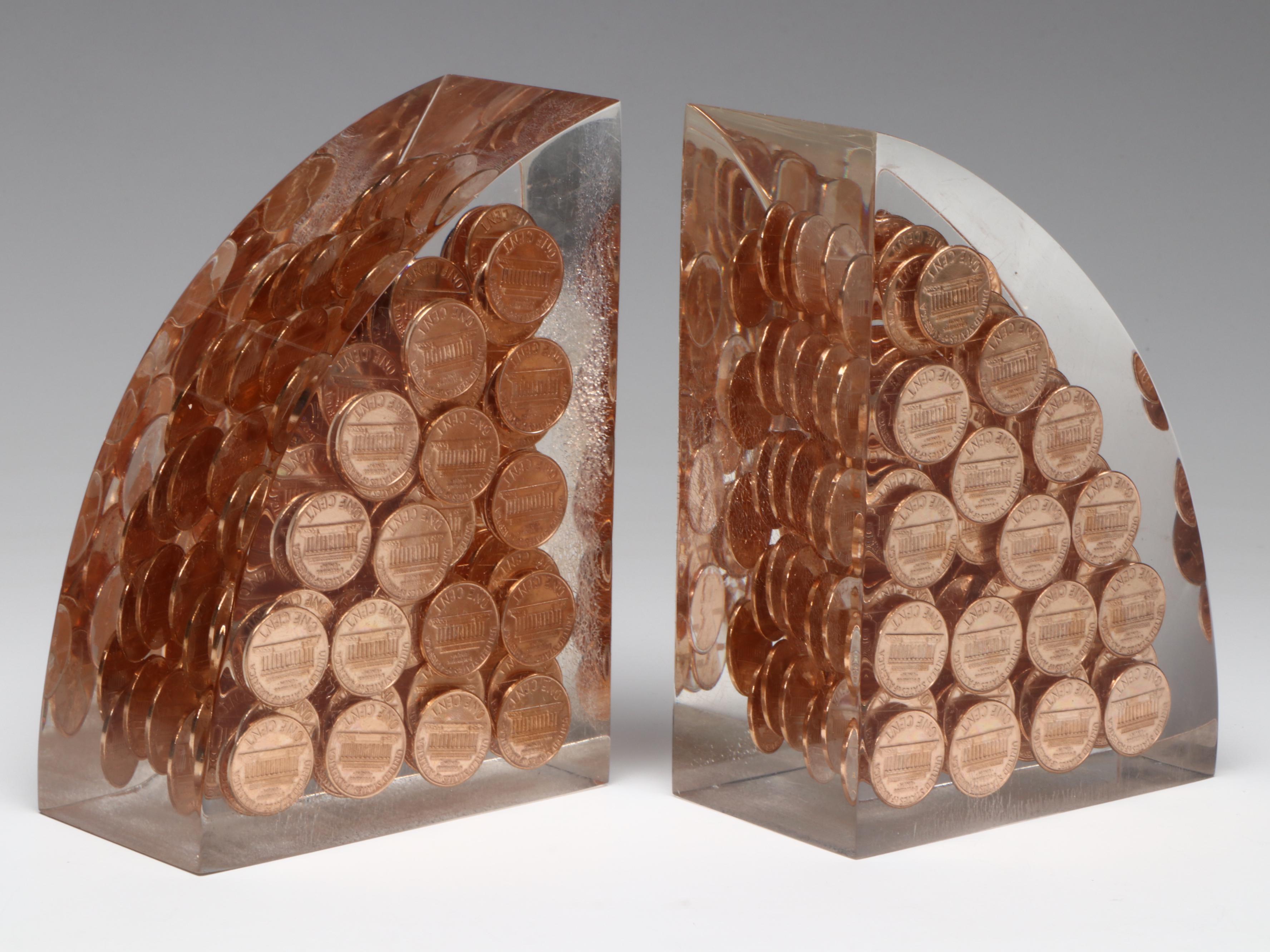 Candle Lamp Aroma Warmer with Acrylic Lincoln Penny Bookends and Ring Holder