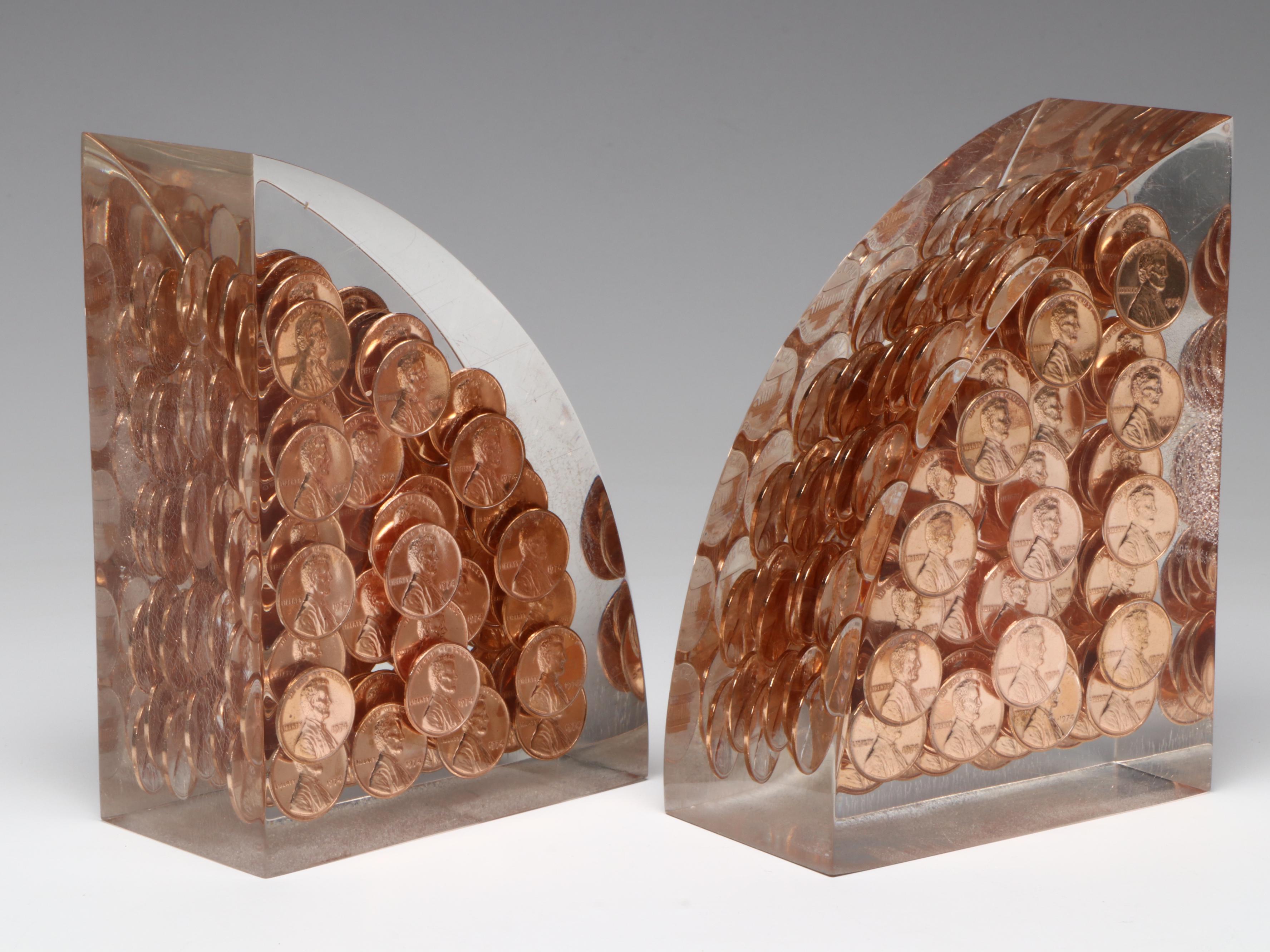 Candle Lamp Aroma Warmer with Acrylic Lincoln Penny Bookends and Ring Holder