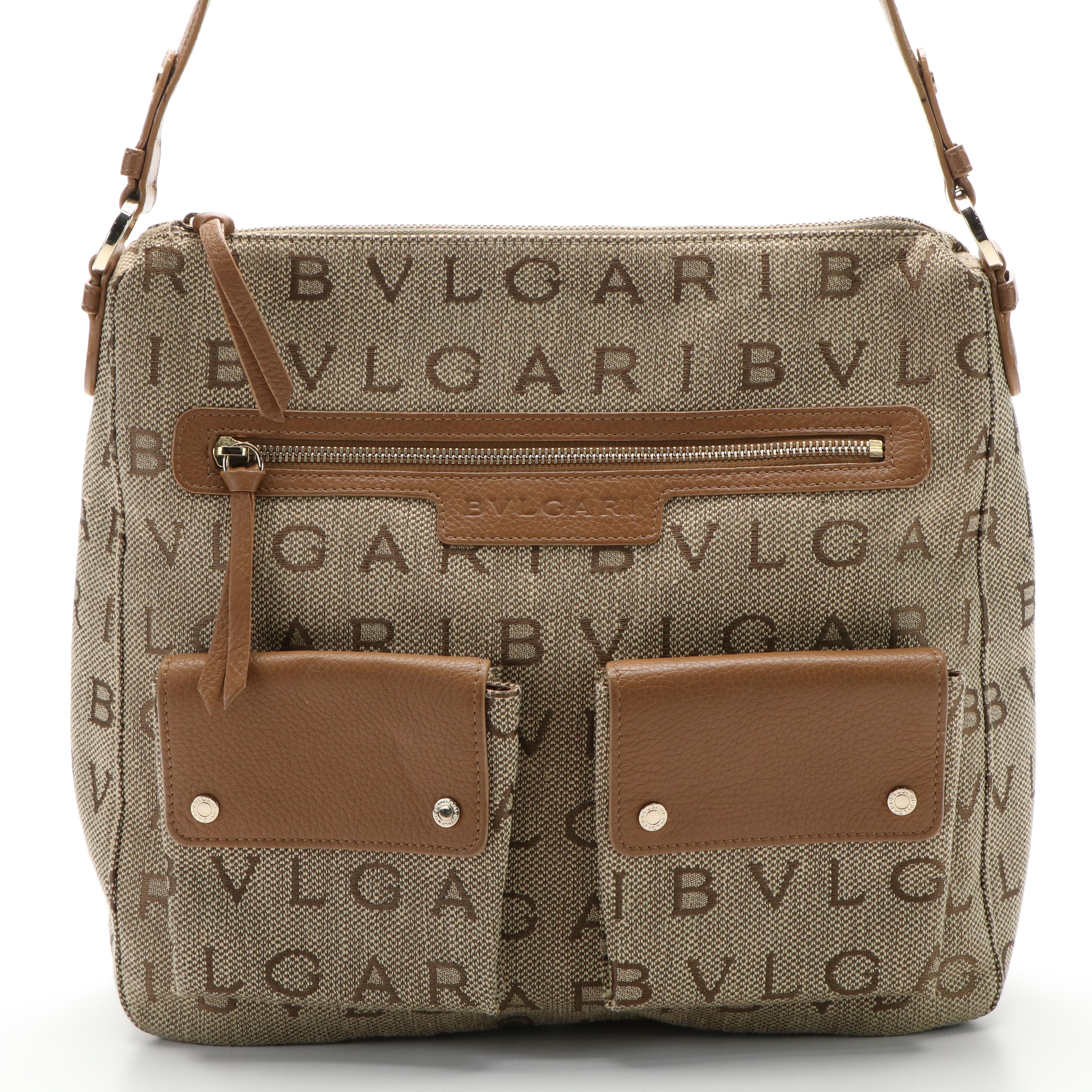 BVLGARI Bulgari Handbag in Logomania Canvas and Leather