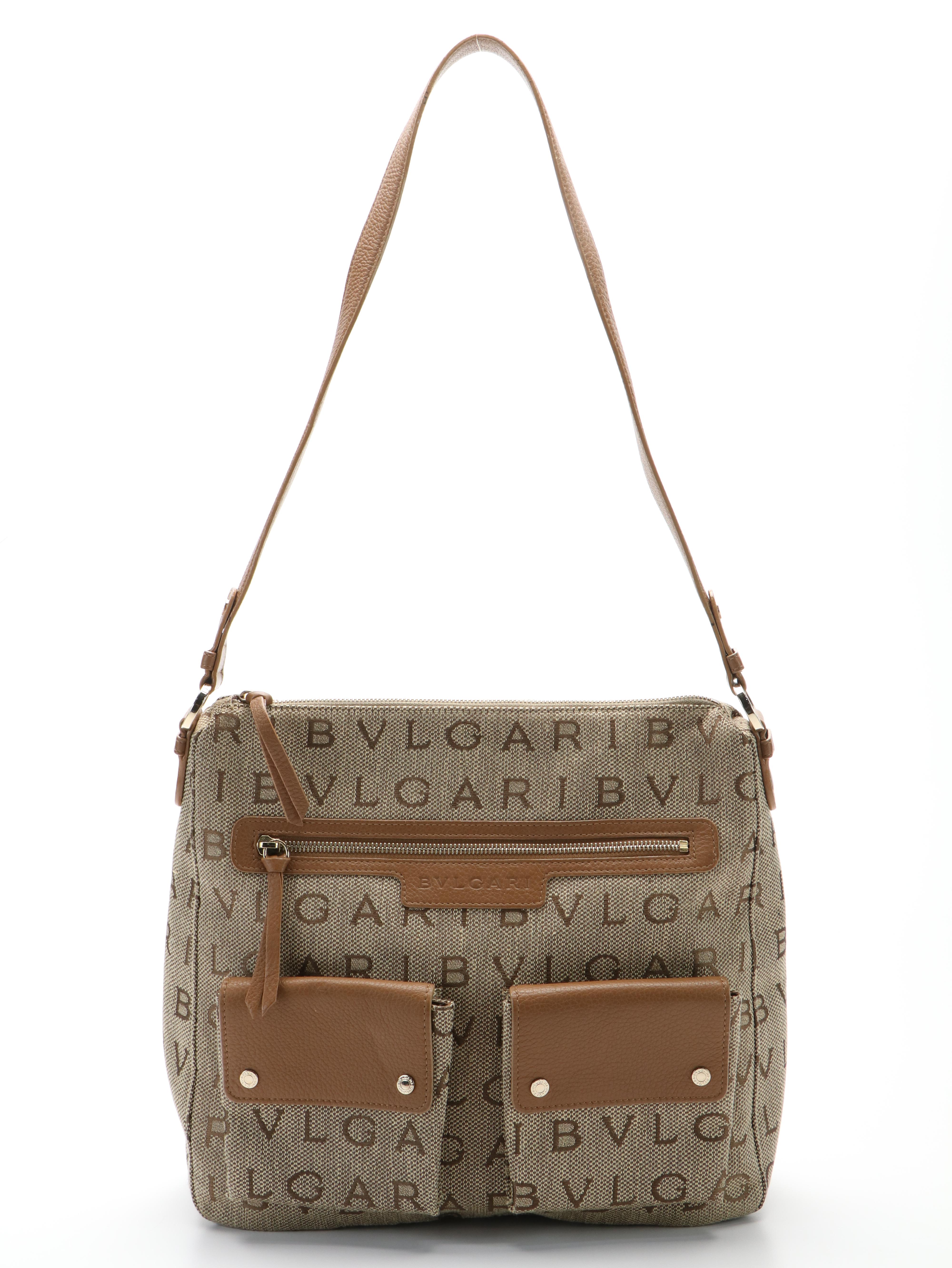 BVLGARI Bulgari Handbag in Logomania Canvas and Leather