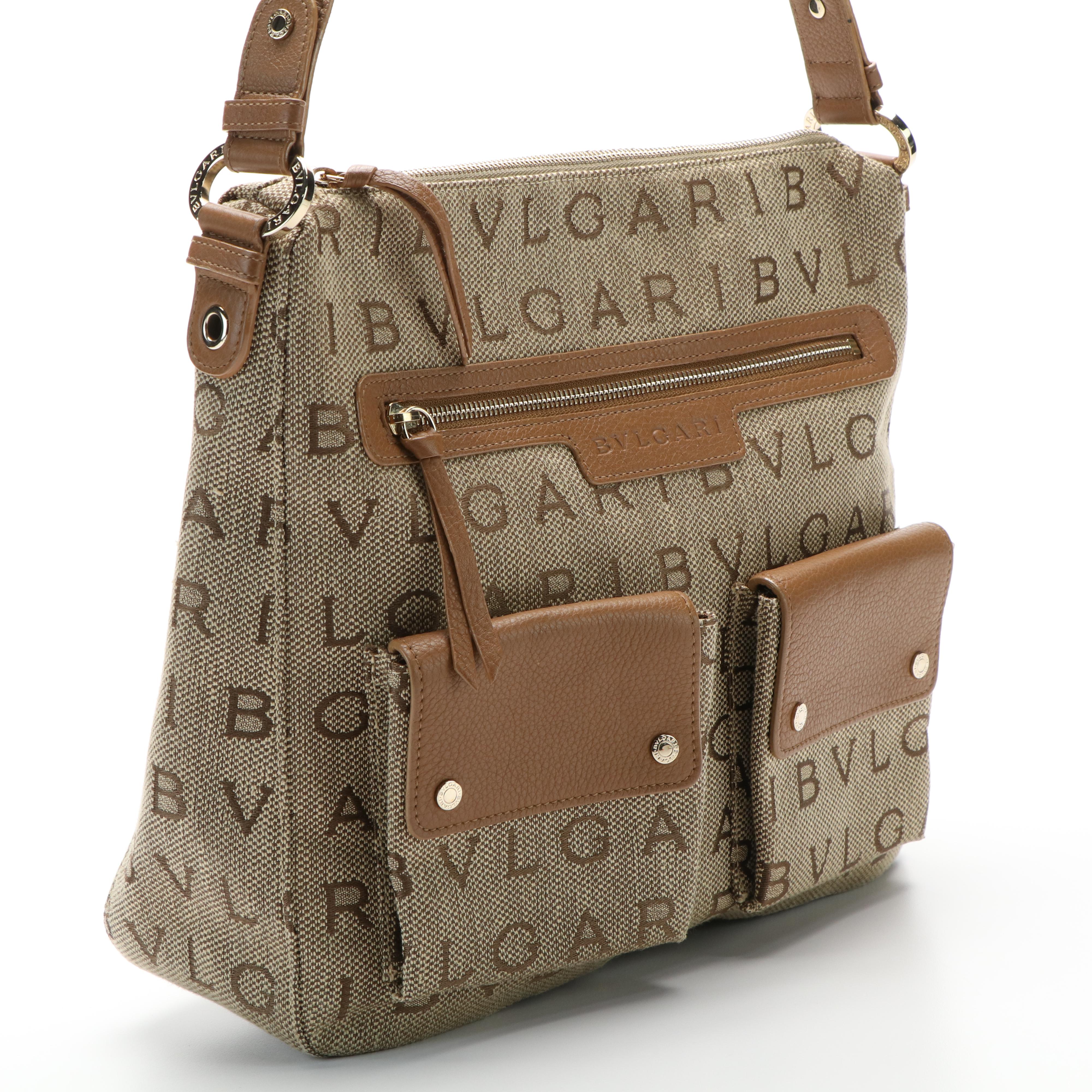 BVLGARI Bulgari Handbag in Logomania Canvas and Leather