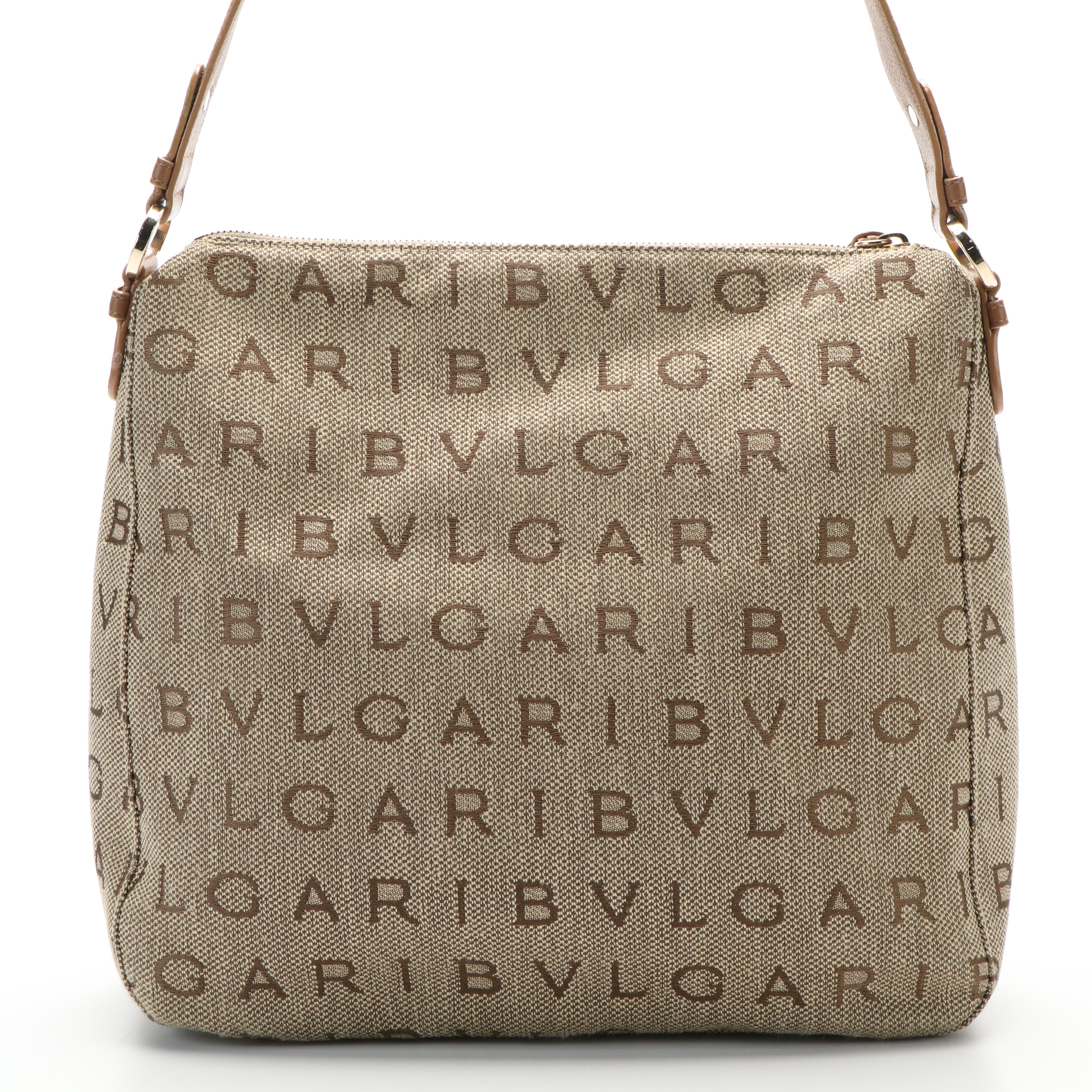 BVLGARI Bulgari Handbag in Logomania Canvas and Leather