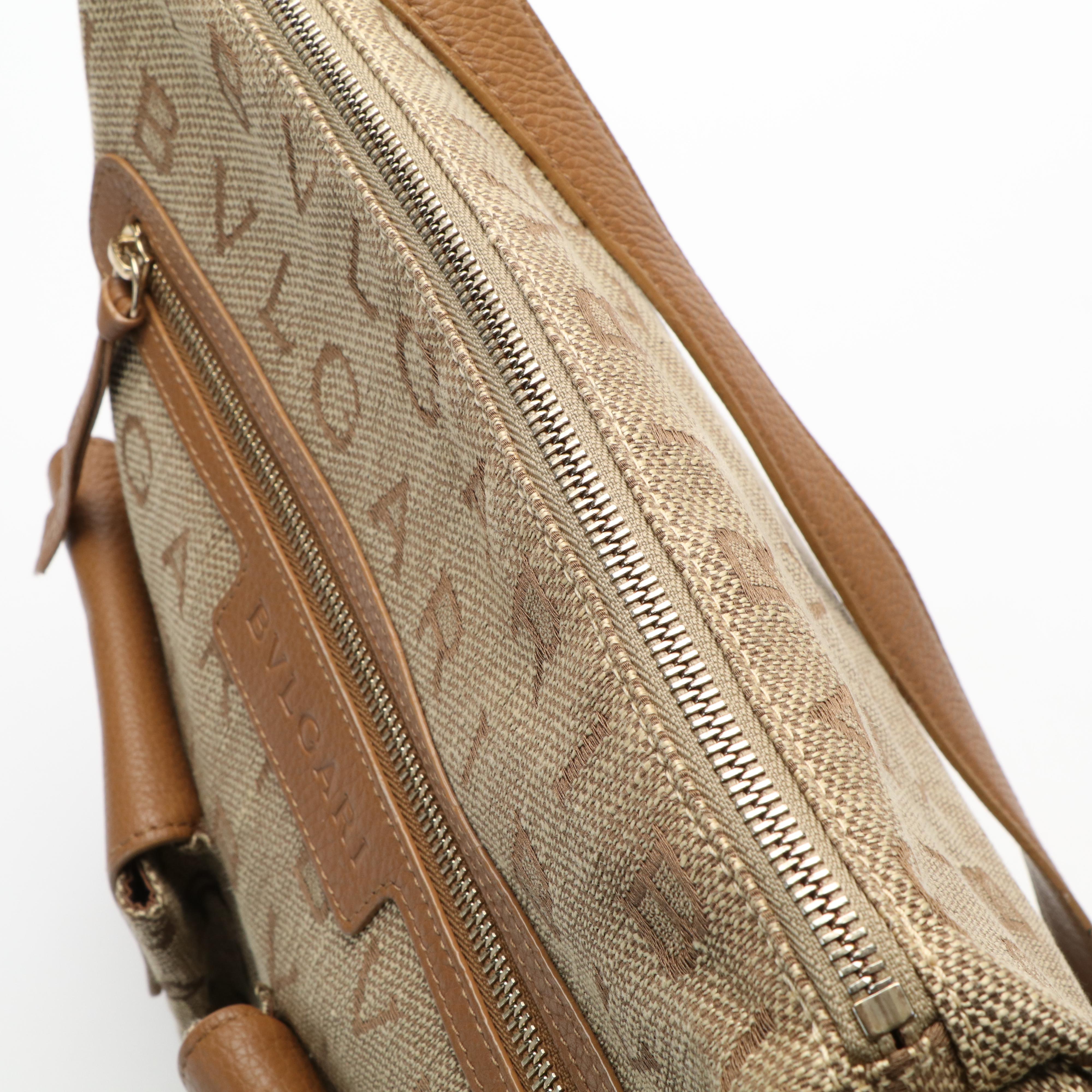 BVLGARI Bulgari Handbag in Logomania Canvas and Leather