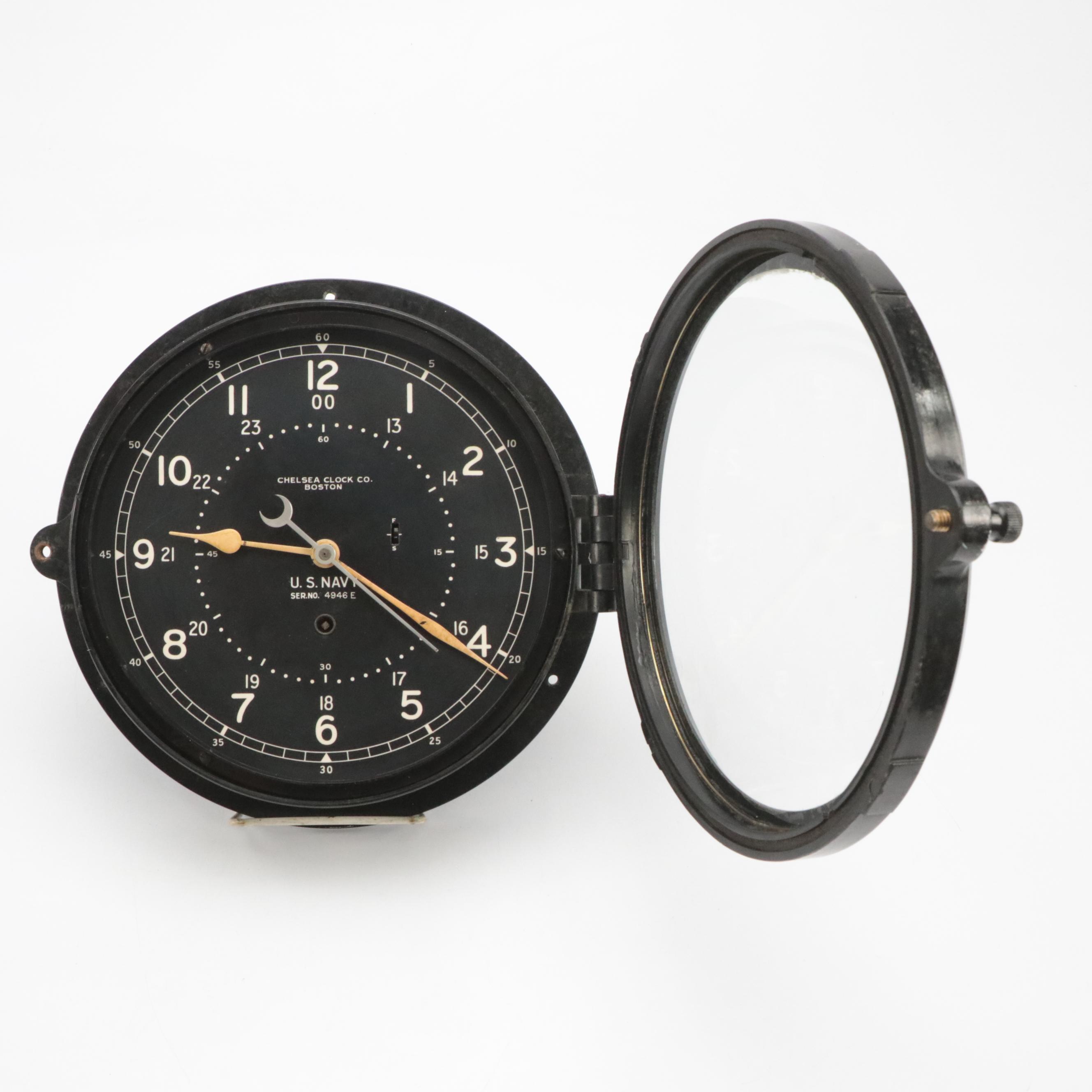 World War II Era Chelsea Clock Co. U.S. Navy Ship Wall Clock