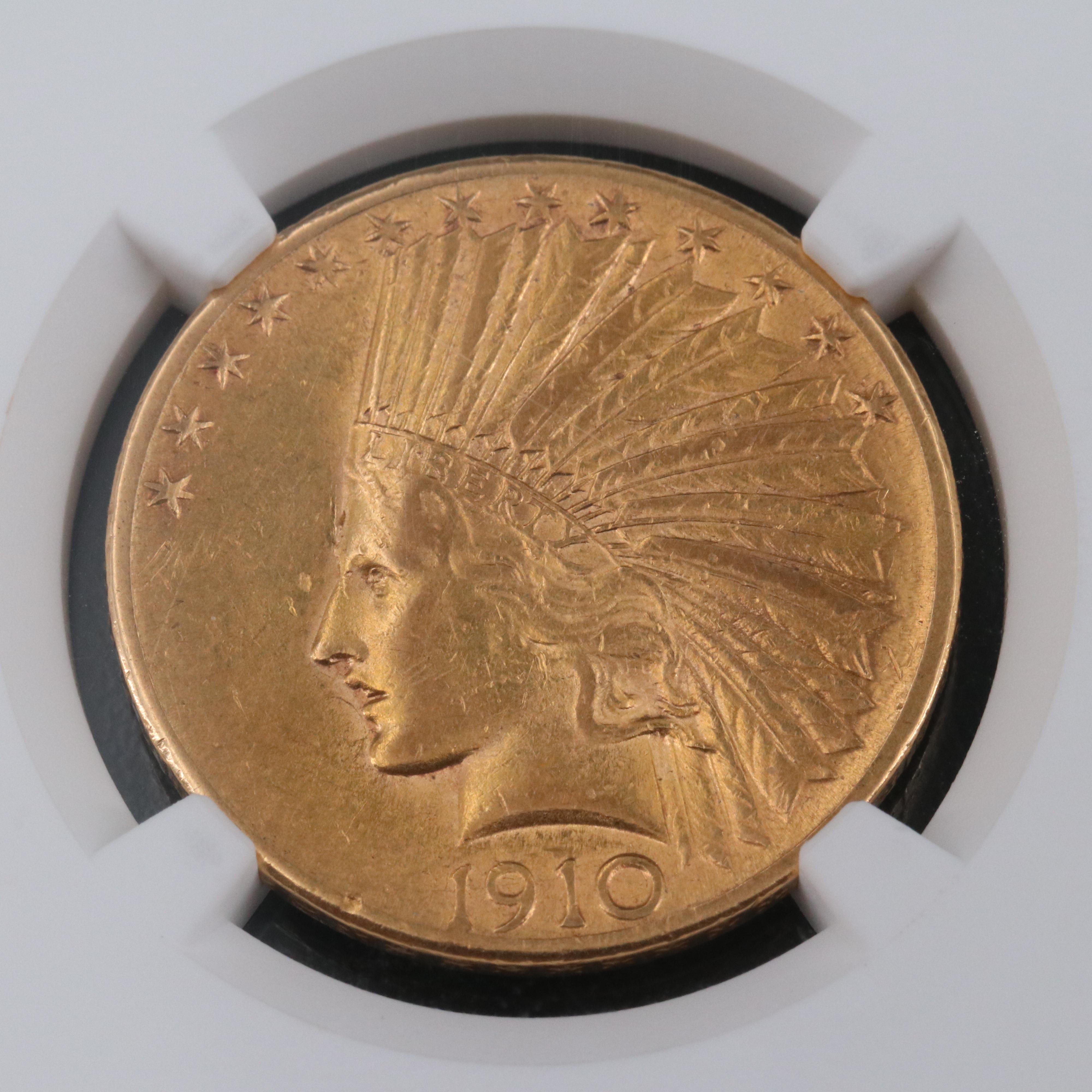 NGC AU50 1910-S Indian Head $10 Gold Coin