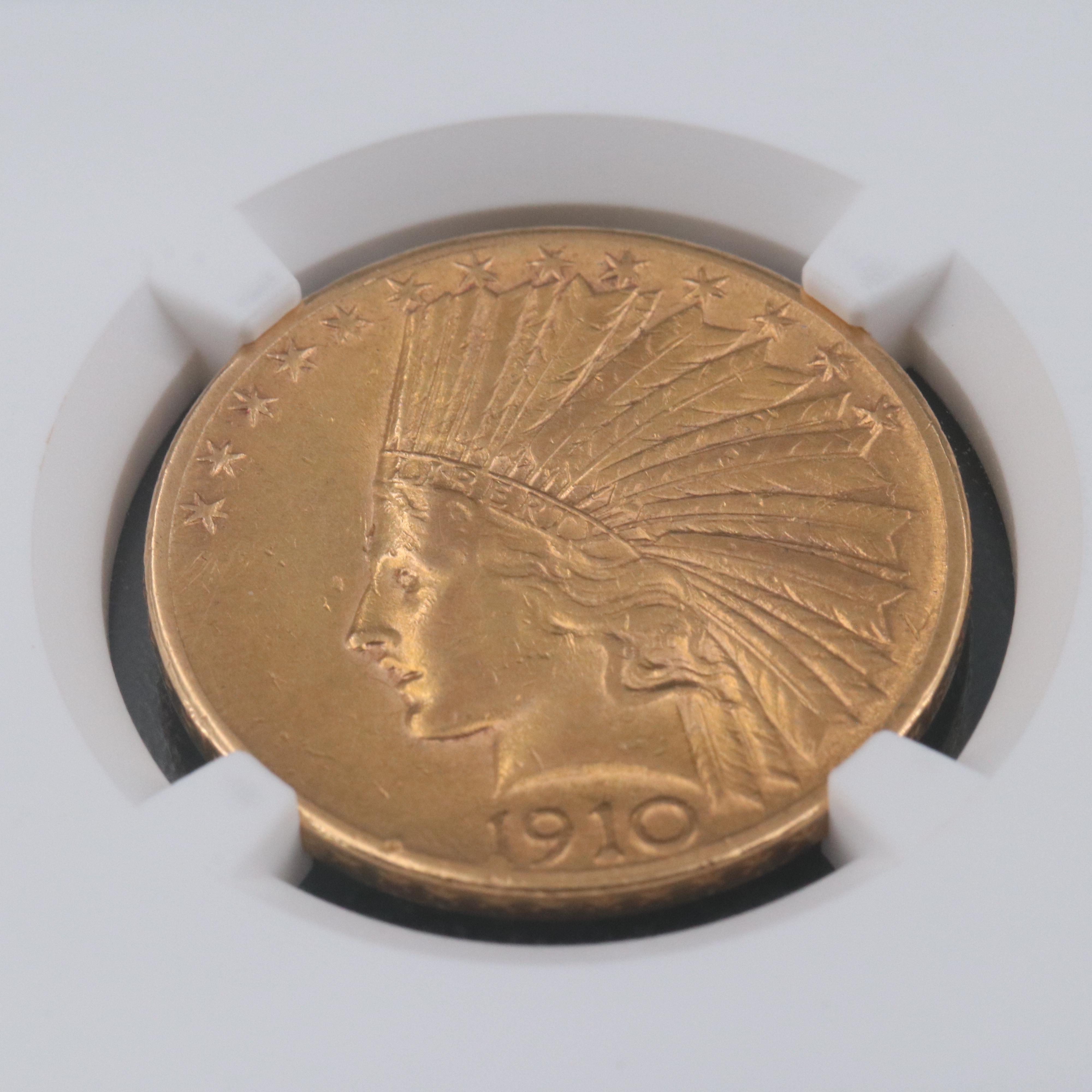 NGC AU50 1910-S Indian Head $10 Gold Coin