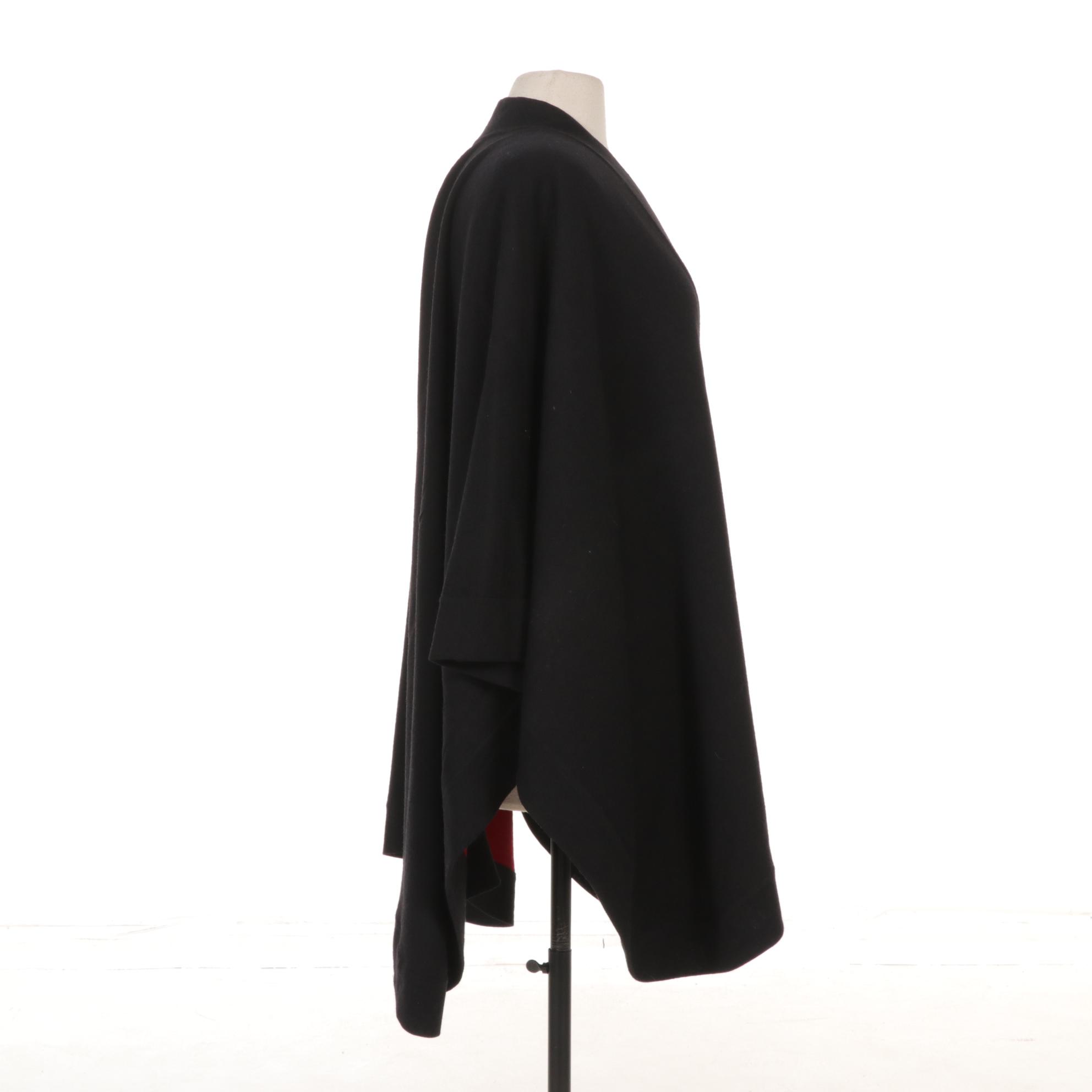 Lord & Taylor Reversible Black and Red Merino Wool Shawl