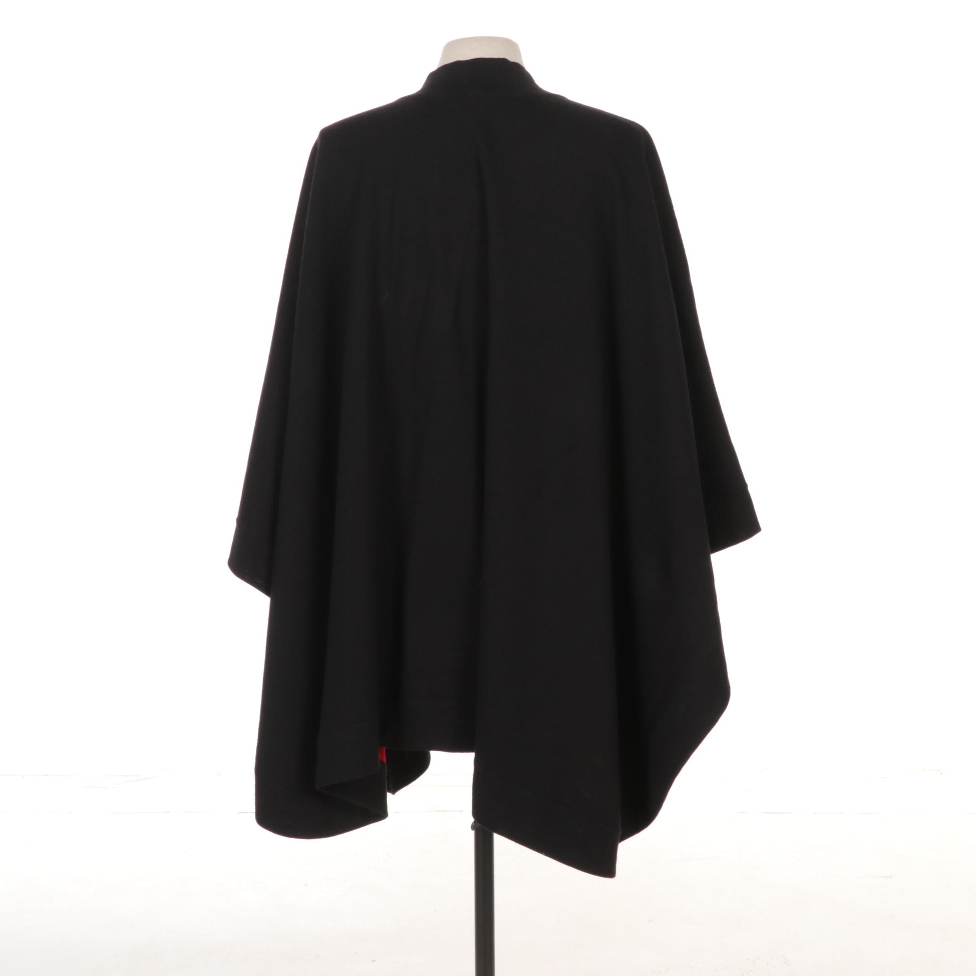 Lord & Taylor Reversible Black and Red Merino Wool Shawl