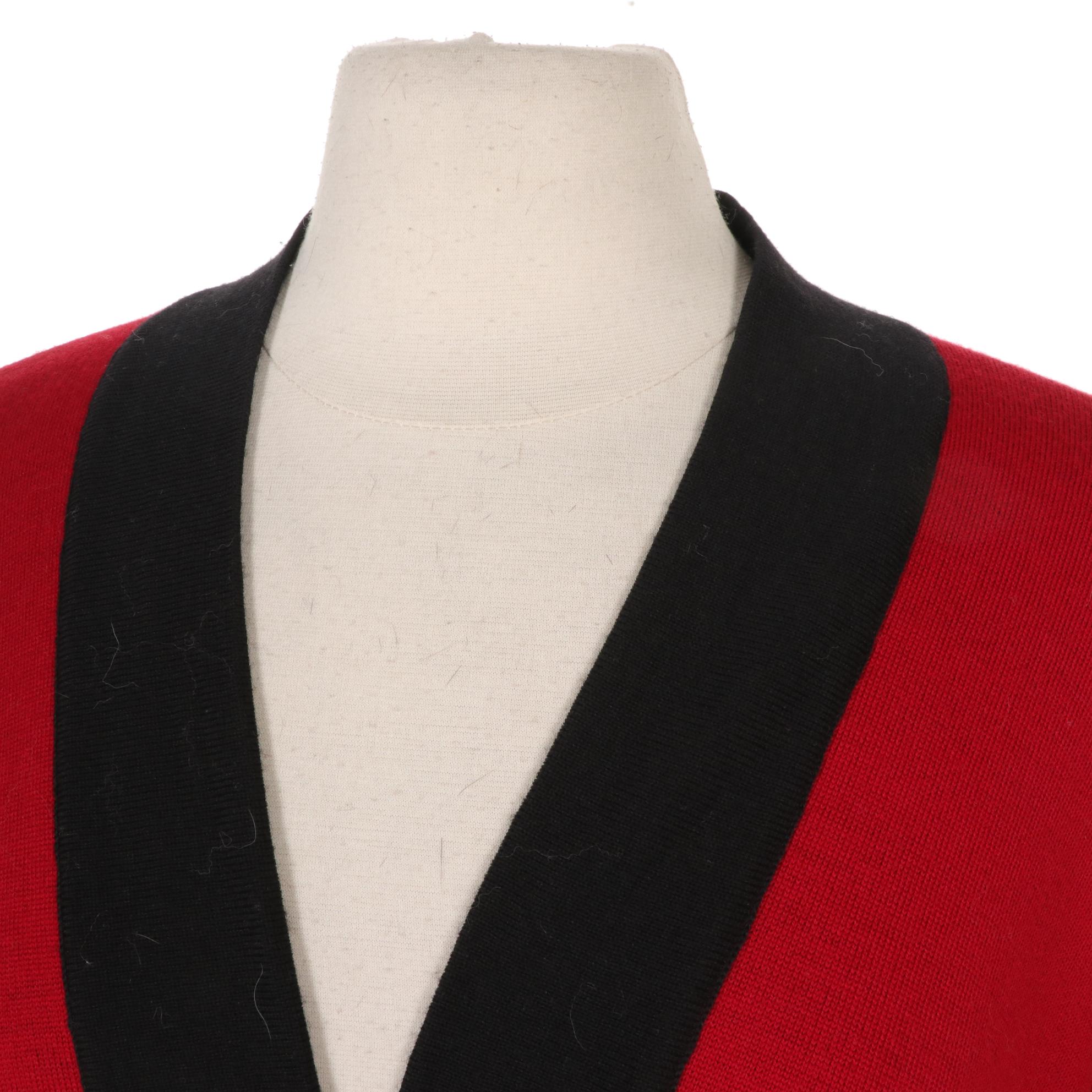 Lord & Taylor Reversible Black and Red Merino Wool Shawl