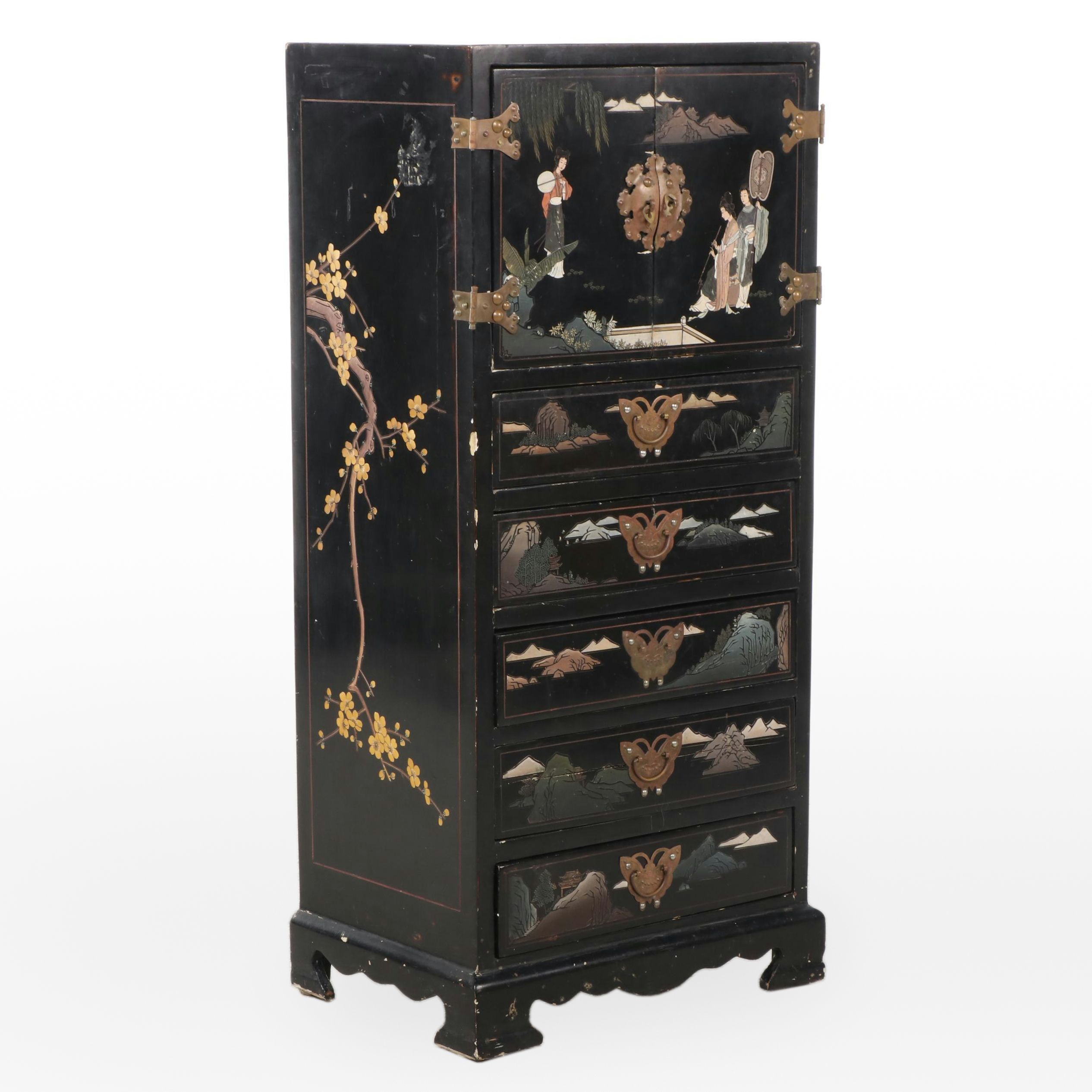 Chinese Paint-Decorated Lacquerware Cabinet