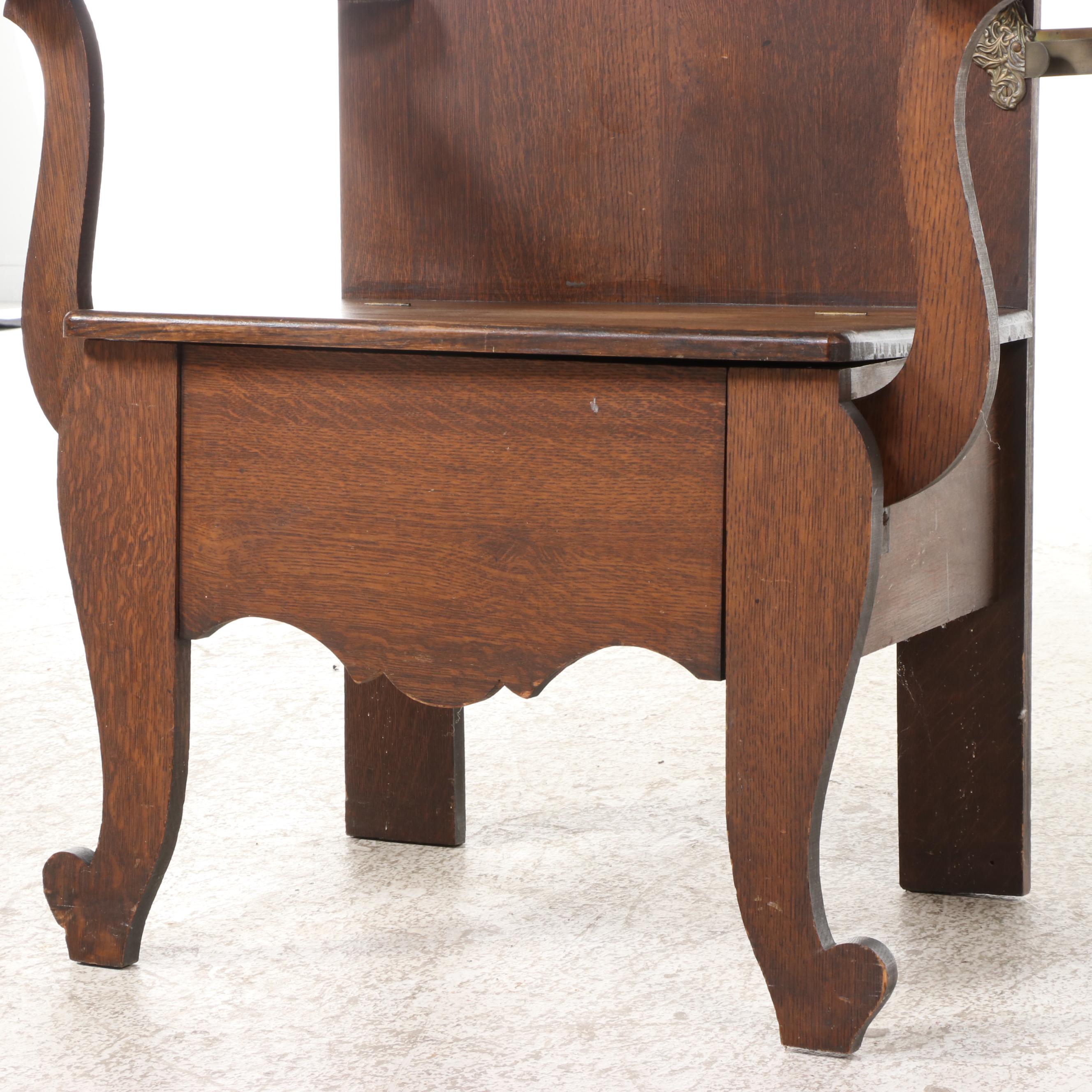 Late Victorian Carved Oak Hall Tree with Seat, Late 19th/ Early 20th Century