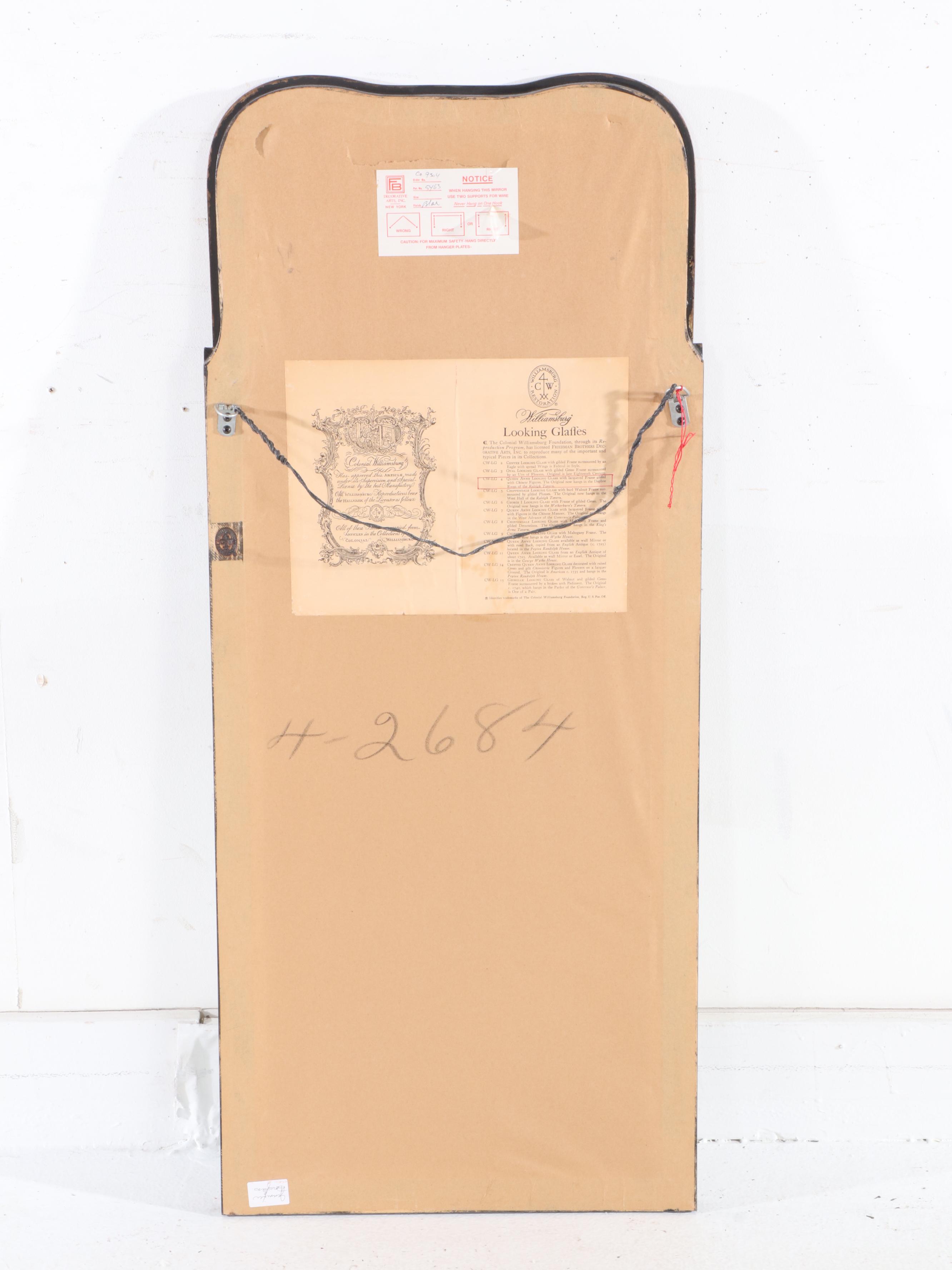 Friedman Brothers for Colonial Williamsburg Chinoiserie Wall Mirror